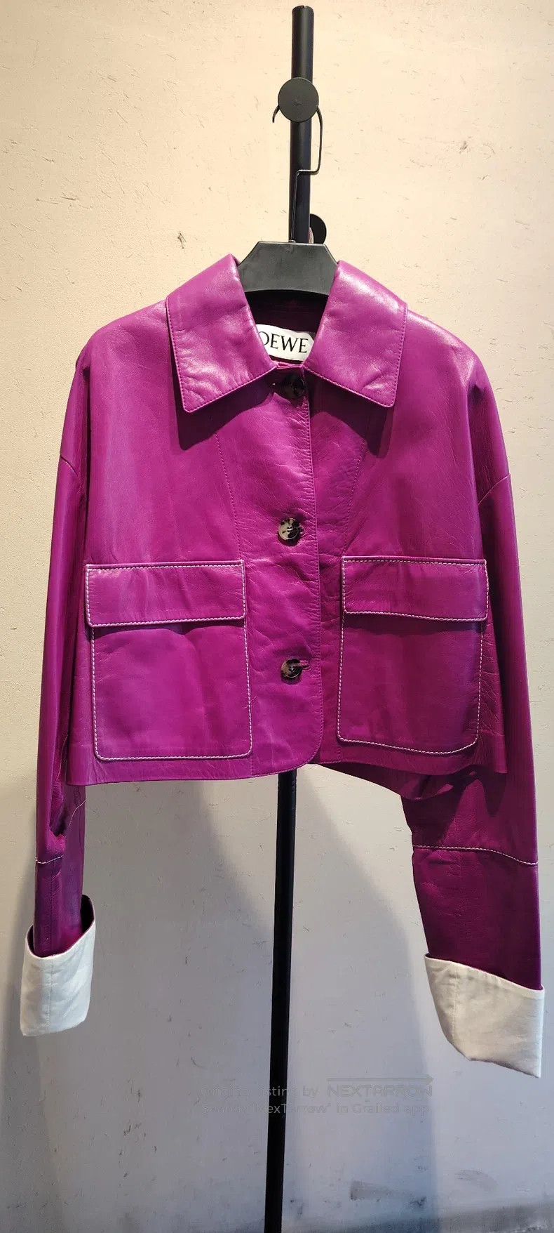 Loewe Loewe Rose Pink Leather Jacket with Classic Collar Design, Size XS / US 0-2 / IT 36-38 - 1 Thumbnail