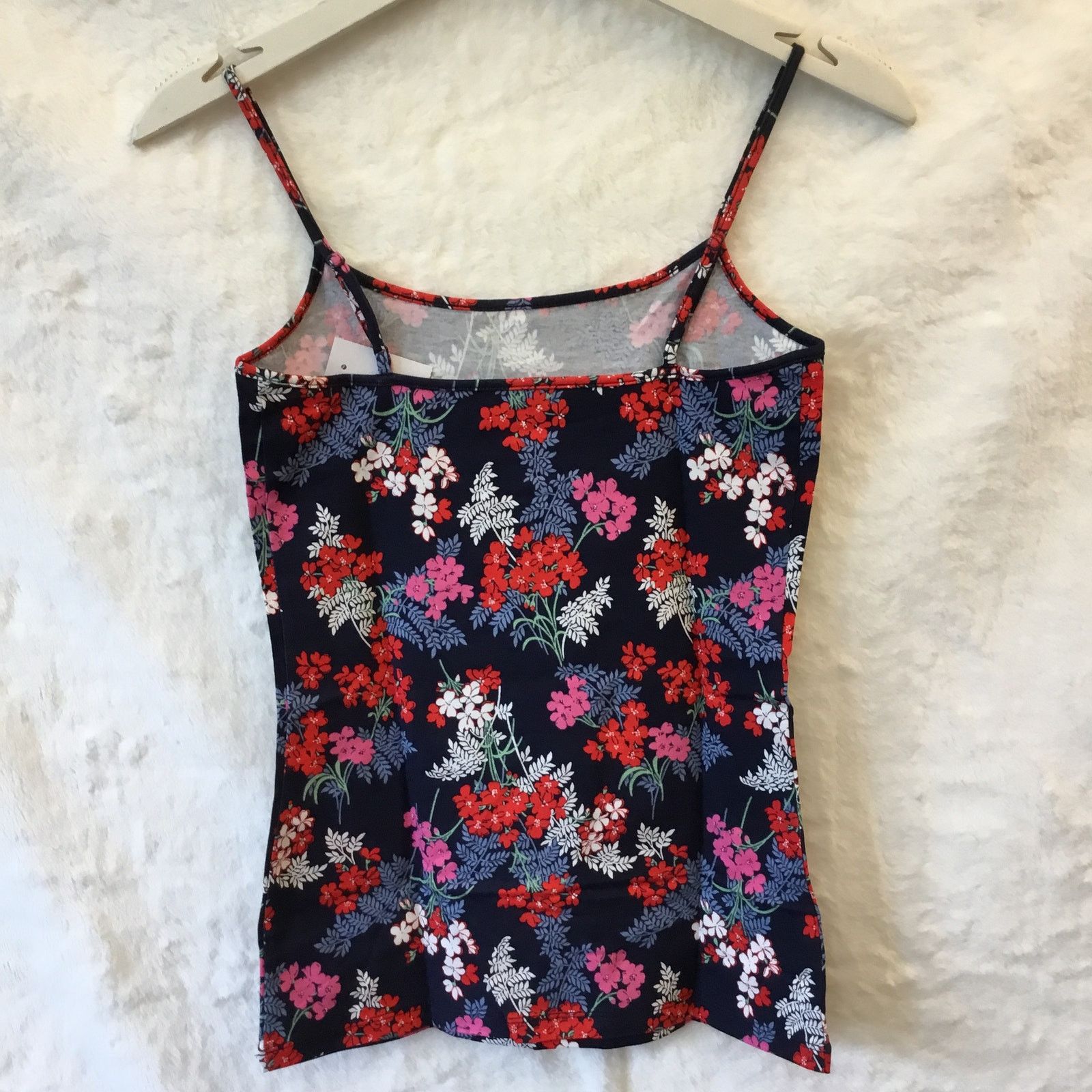 Loft LOFT Blue & Red Floral Scoop Neck Cami Size XS / US 0-2 / IT 36-38 - 3 Thumbnail