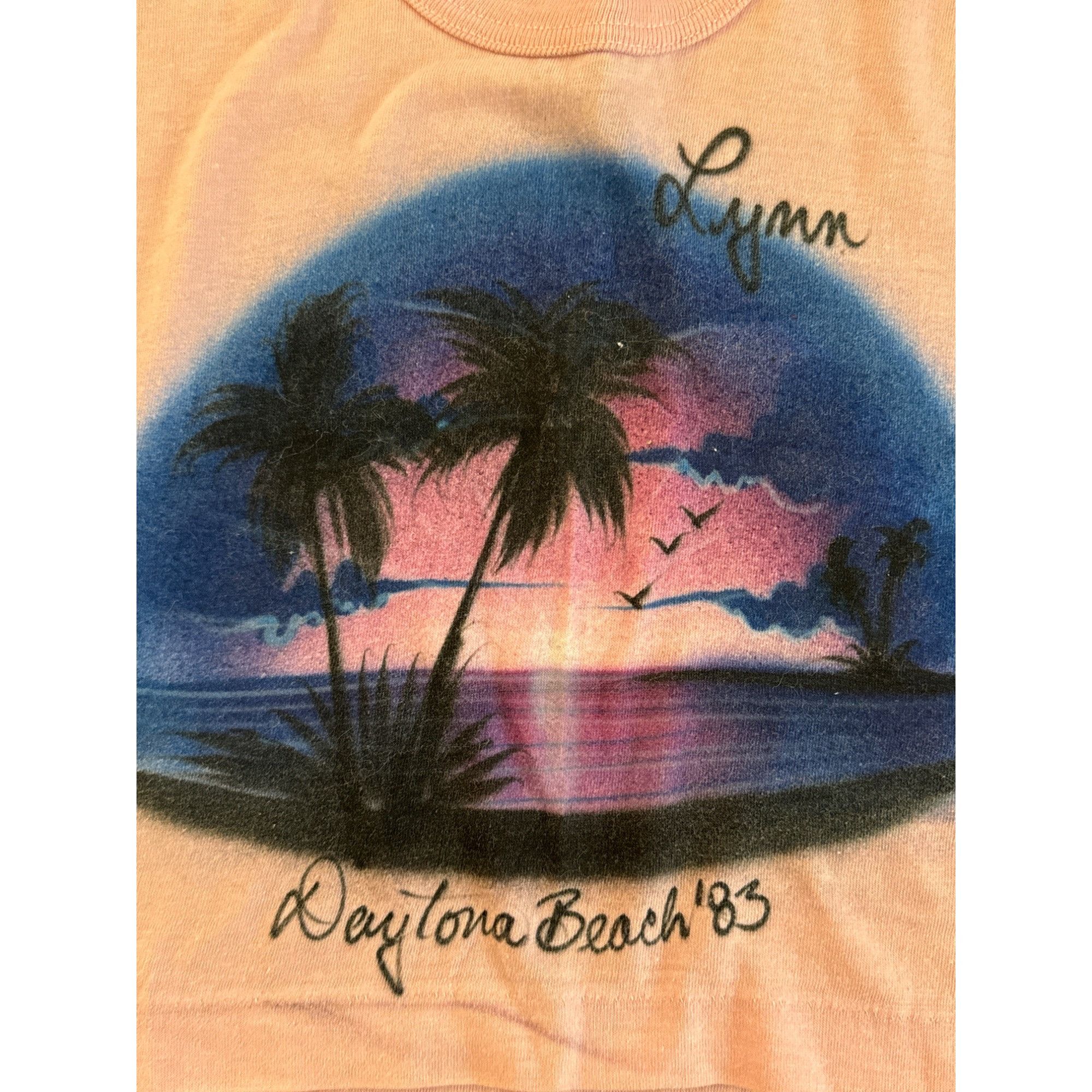 Vintage Vintage 1983 Daytona Beach Crop Top Shirt Pink Lynn Print M Size M / US 6-8 / IT 42-44 - 2 Thumbnail