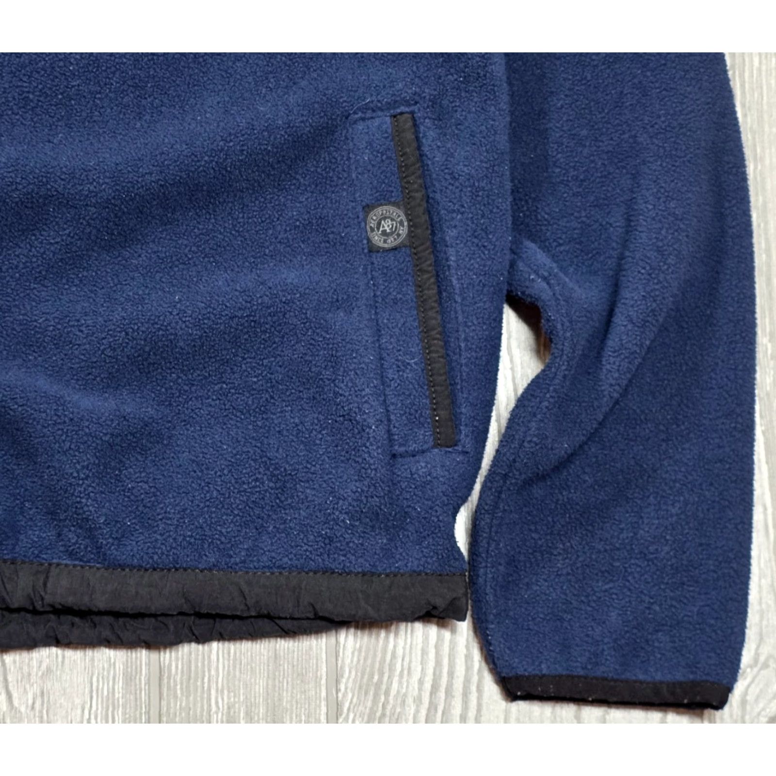 Aeropostale AeroPostale XS Blue Black Fleece Hooded 1/4 Pullover Mens Shirt Jacket Hoodie Size US XS / EU 42 / 0 - 6 Thumbnail