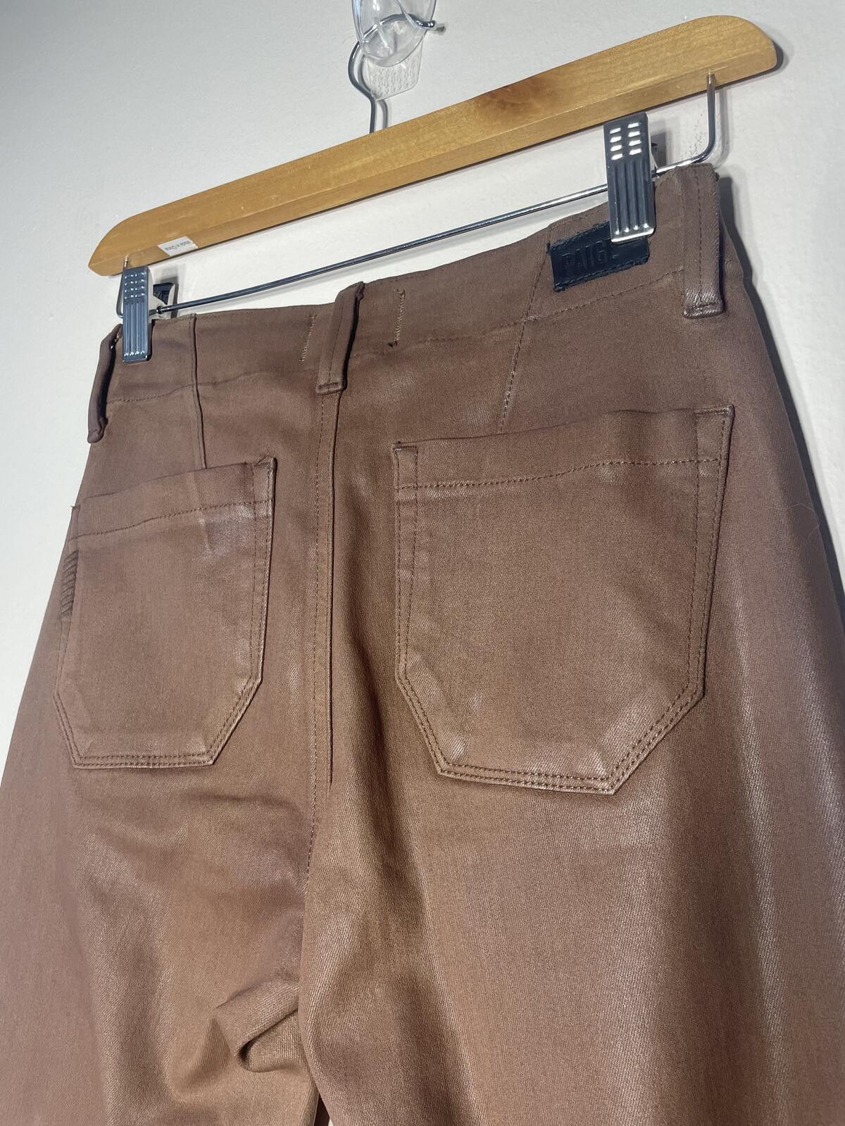 Paige PAIGE Mayslie Coated Jogger Pants Chicory Coffee streetwear Size 23" - 8 Thumbnail