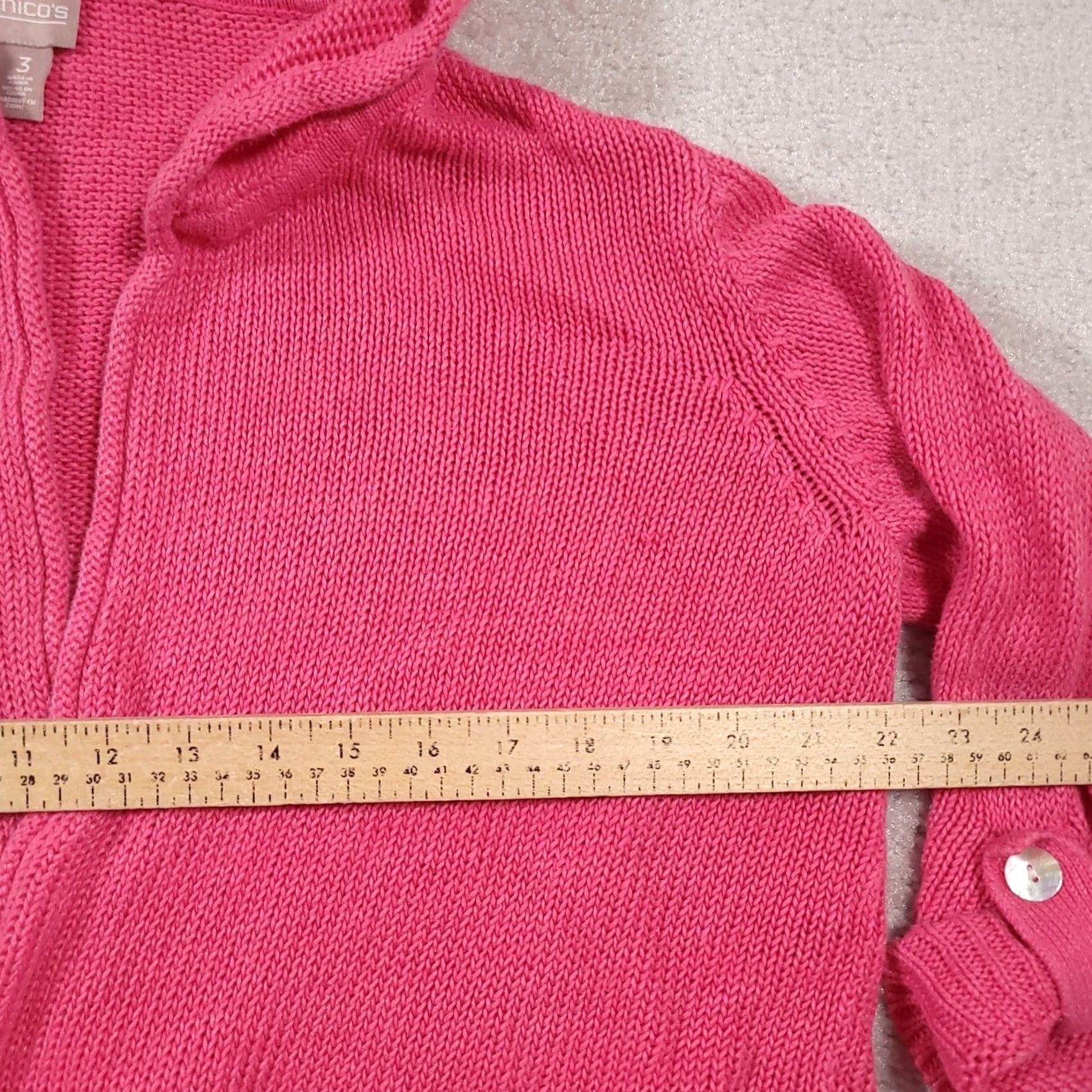 Vintage Chico's Sweater Women's XL Pink Hooded Open Front Chunky Knit Cardigan Boho Beach Casual Fall Winter Spring Summer Women Mens (if applicable) Size XL / US 12-14 / IT 48-50 - 7 Thumbnail
