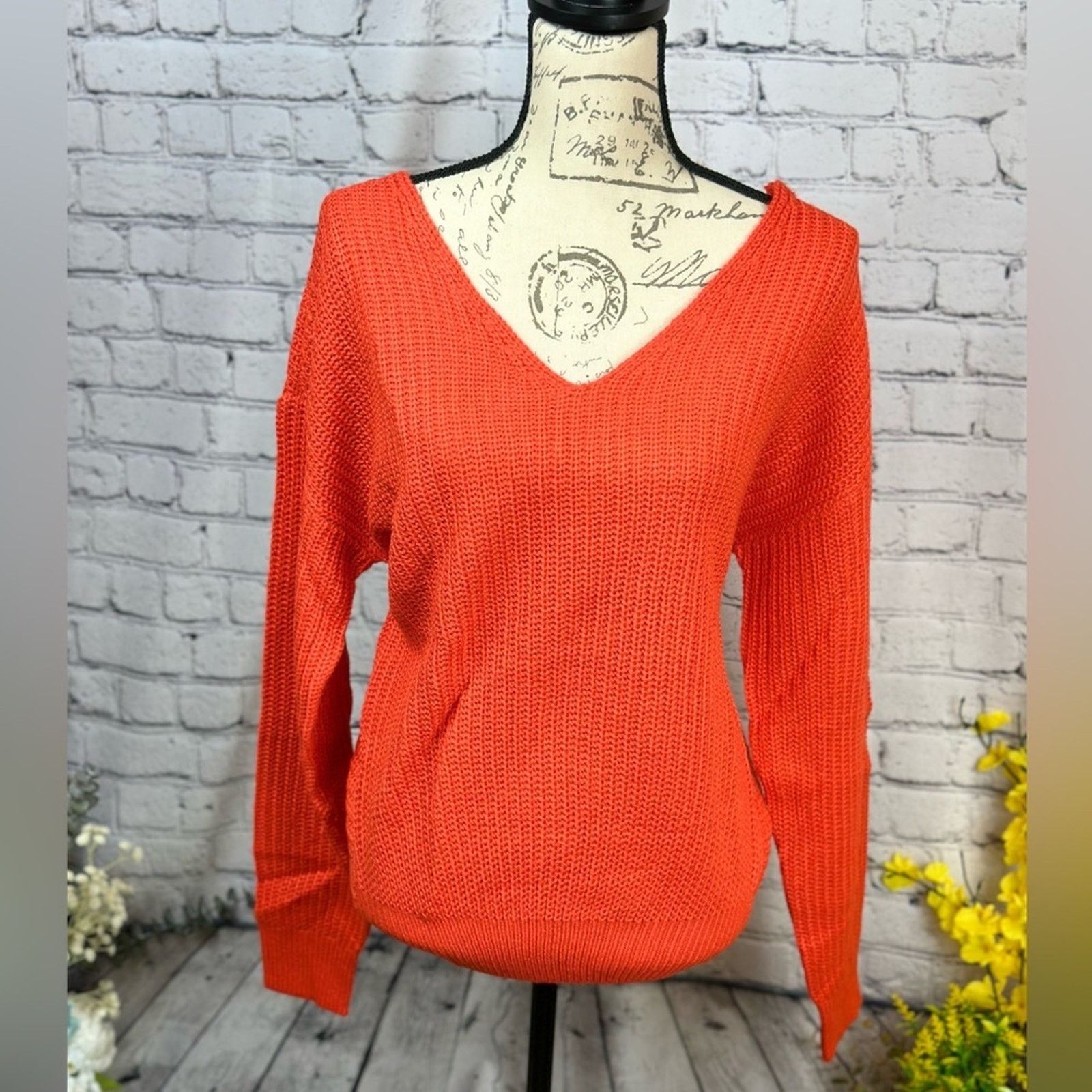 Other Reversible Twisted Knit Long Sleeve Fall Sweater Orange M Size M / US 6-8 / IT 42-44 - 7 Thumbnail