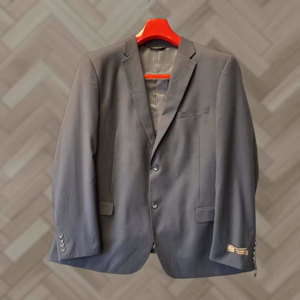 Vintage Caravelli Blazer Men’s 48 Black Sport Jacket Tuxedo Notch Lapel Regular" Size 48R - 1 Thumbnail