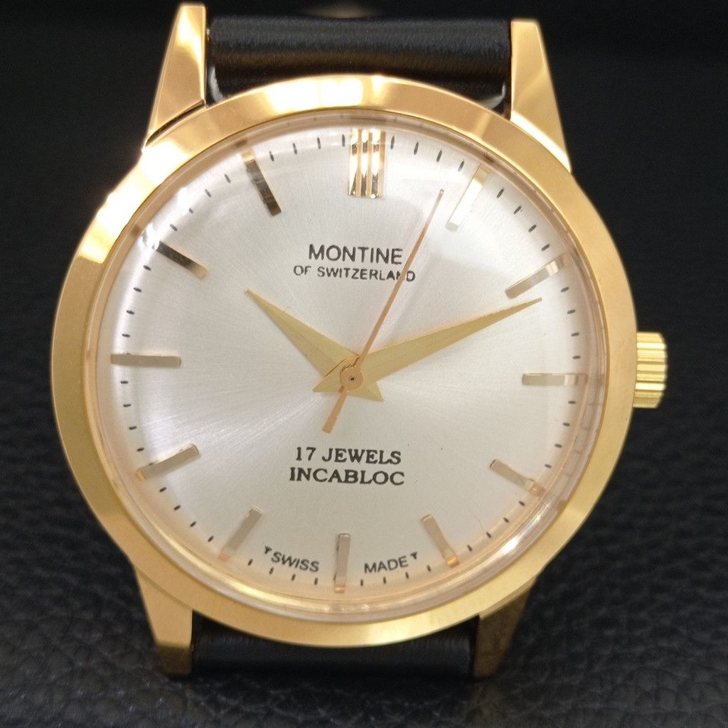 Other VINTAGE MONTINE HAND-WINDING SWISS MENS SILVER WATCH a444156 Size 38 - 4 Thumbnail