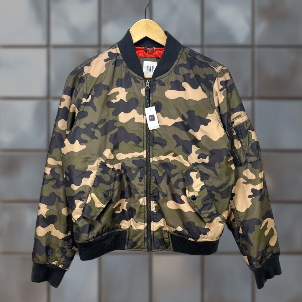 Gap VINTAGE Gap Camo Flight Bomber Jacket Zip Up Medium Mens Size US M / EU 48-50 / 2 - 1 Thumbnail