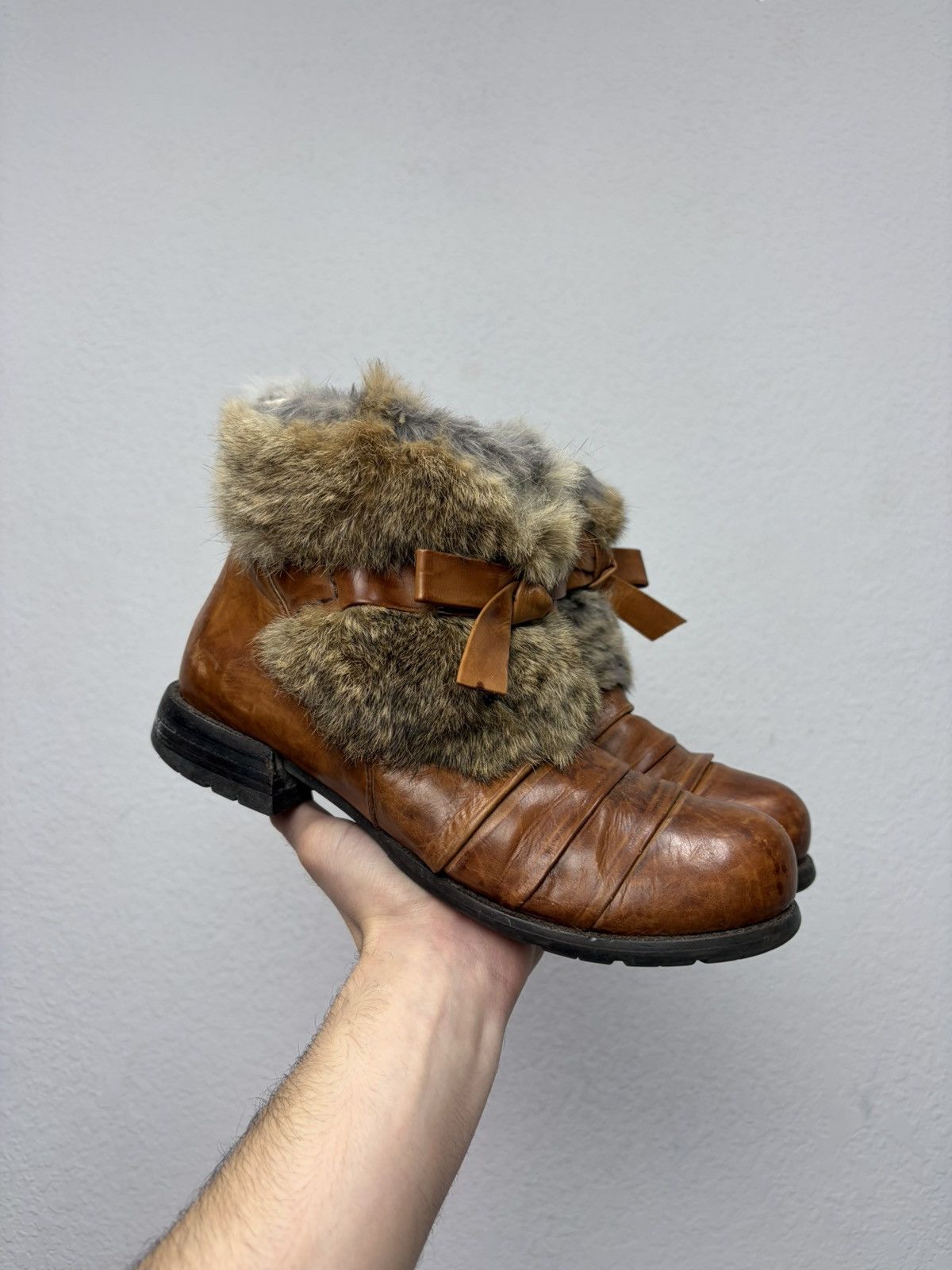 If Six Was Nine Vintage Italian AS 98 Rick Owens Style Fur Leather Boots Size US 8 / EU 41 - 1 Thumbnail