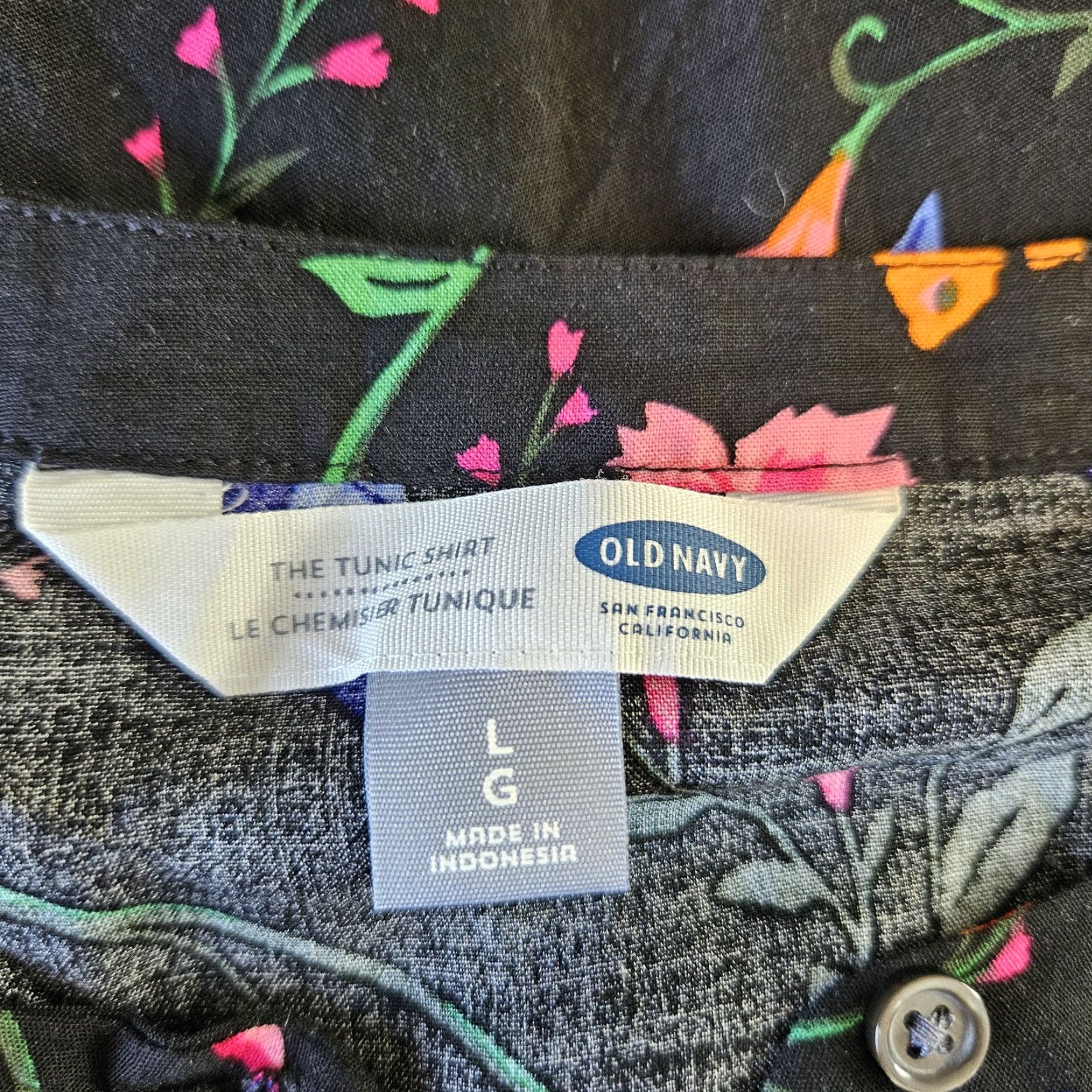 Old Navy Old Navy Tunic Shirt Womens Large Black Pink Floral Long Sleeve Rayon Blouse Size L / US 10 / IT 46 - 5 Thumbnail