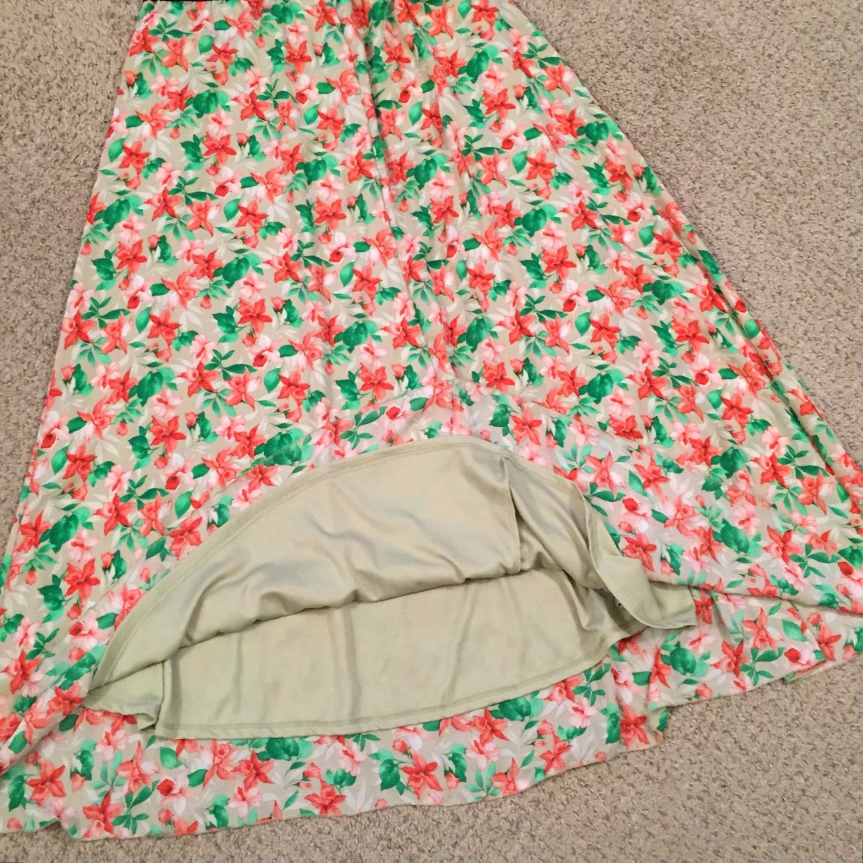 Vintage LuLaRoe Maxi Skirt Medium Pink Floral Long Lined Pull On Size 32" / US 10 / IT 46 - 7 Thumbnail