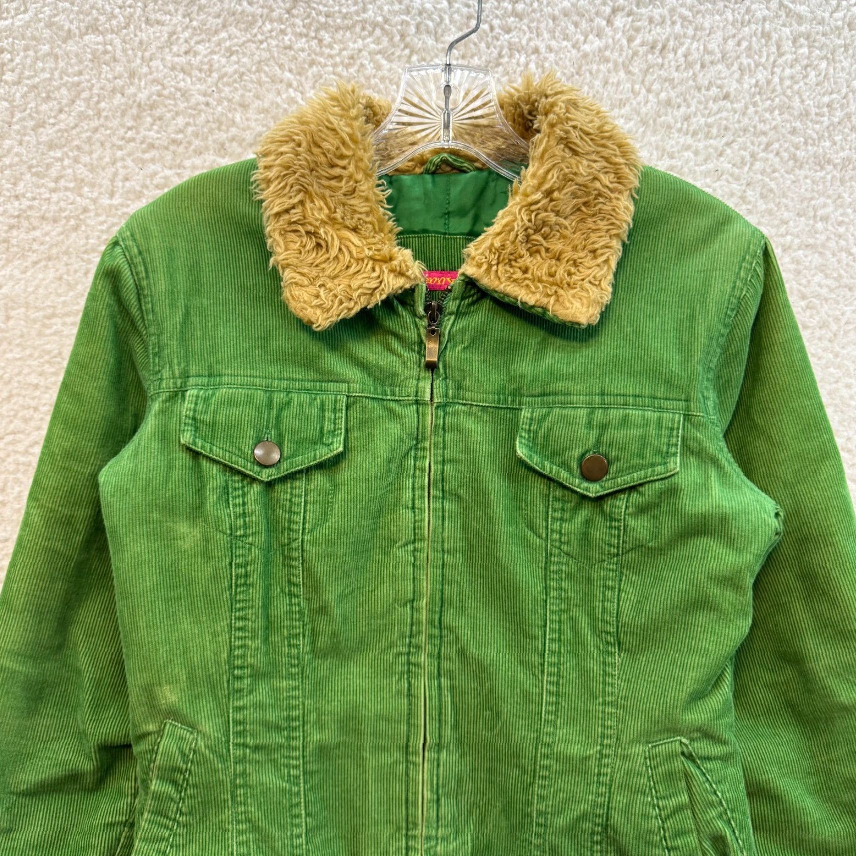 Vintage VINTAGE Jennyfer J Corduroy Jacket Womens Green Faux Fur Collar Full Zip Small S Size S / US 4 / IT 40 - 4 Thumbnail