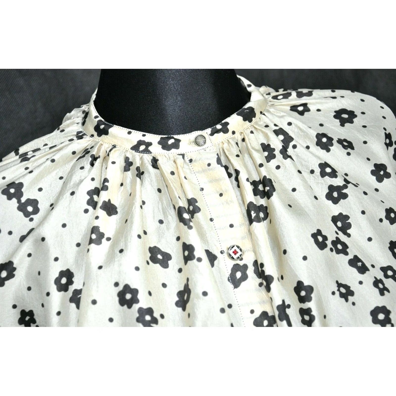 Roper PERO 100% SILK Blouse Flower Women's Size 38 Multicolor Floral Round Neck Long Sleeve Modern Blouse Womens Size XS / US 0-2 / IT 36-38 - 6 Thumbnail