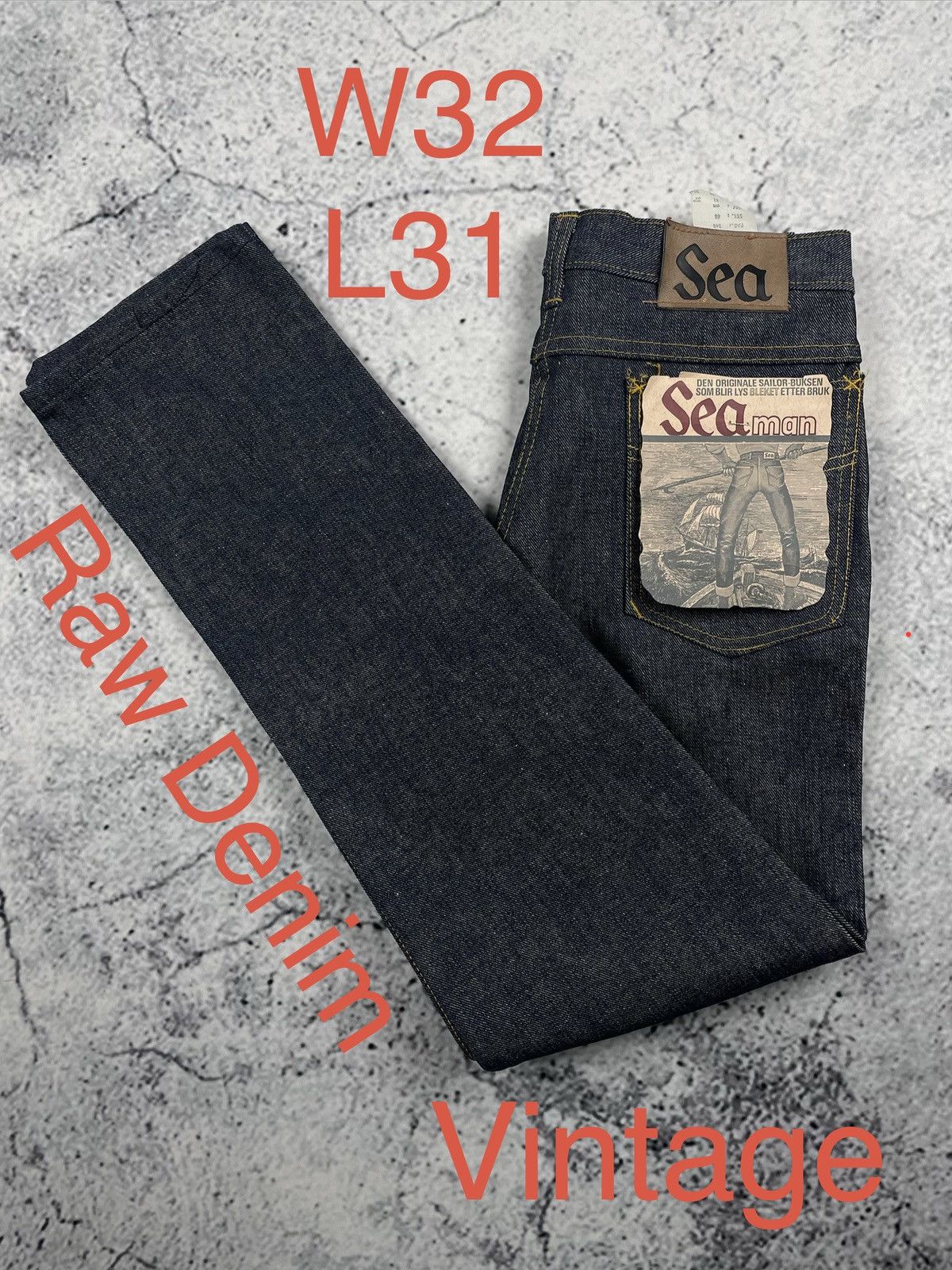 Other Vintage SEA W32 L31 Jeans straight Fit high qualit raw denim Size US 32 / EU 48 - 1 Thumbnail