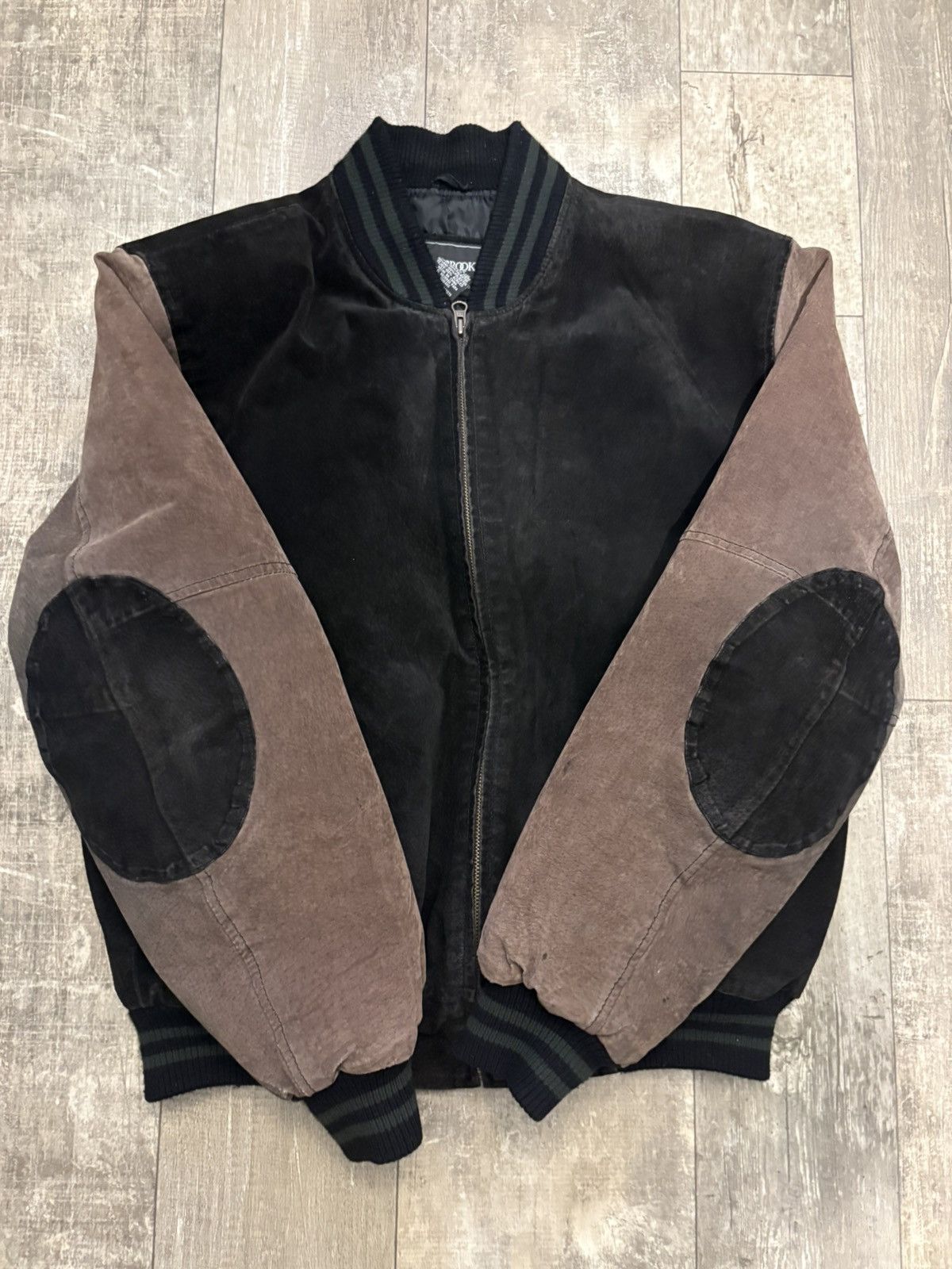 Other Vintage Suede Varsity Bomber Jacket Black Brown Elbow Patch Size US L / EU 52-54 / 3 - 1 Thumbnail