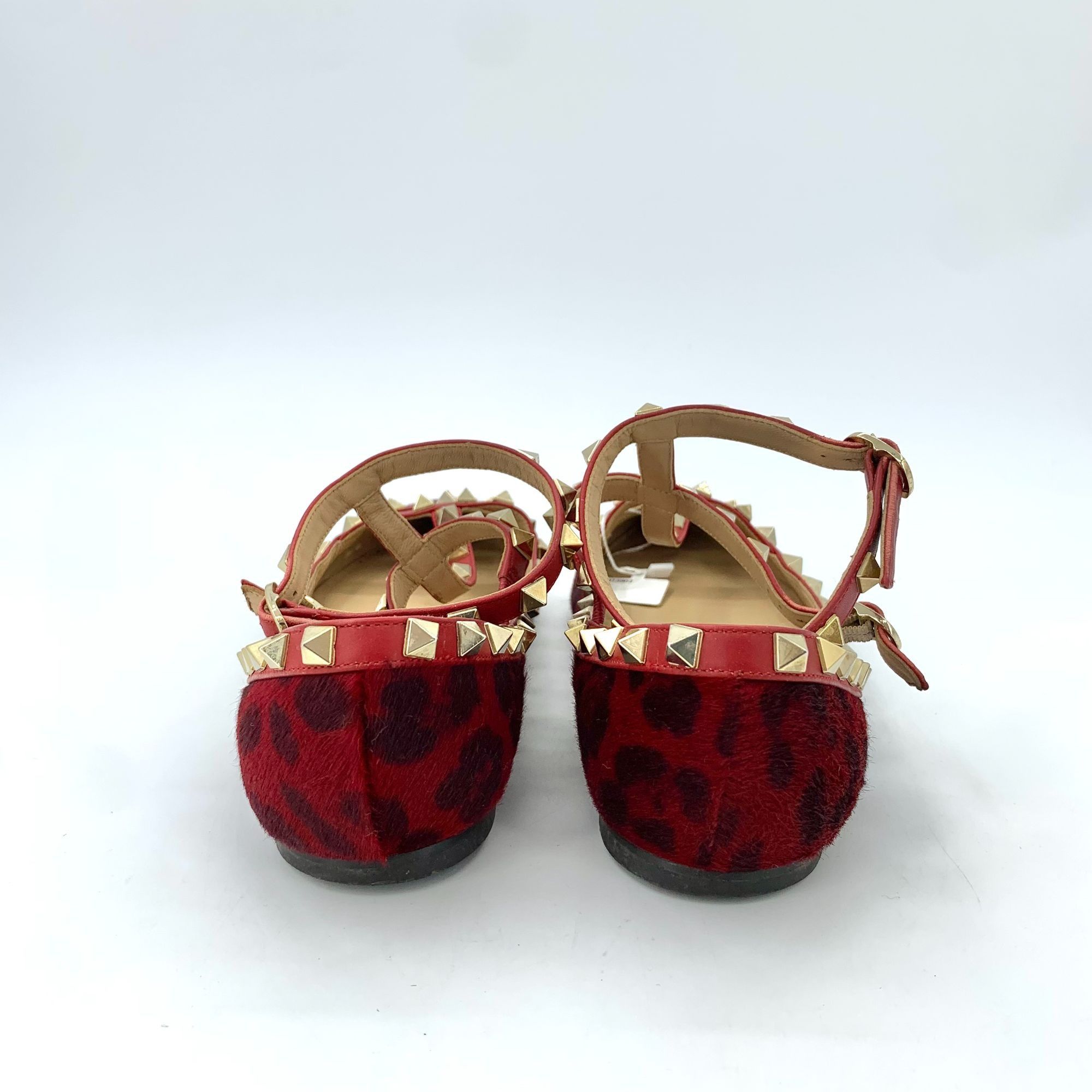 Valentino Valentino Garavani Red Leopard Studded Pointed Toe Mary Jane Size US 7 / IT 37 - 5 Thumbnail