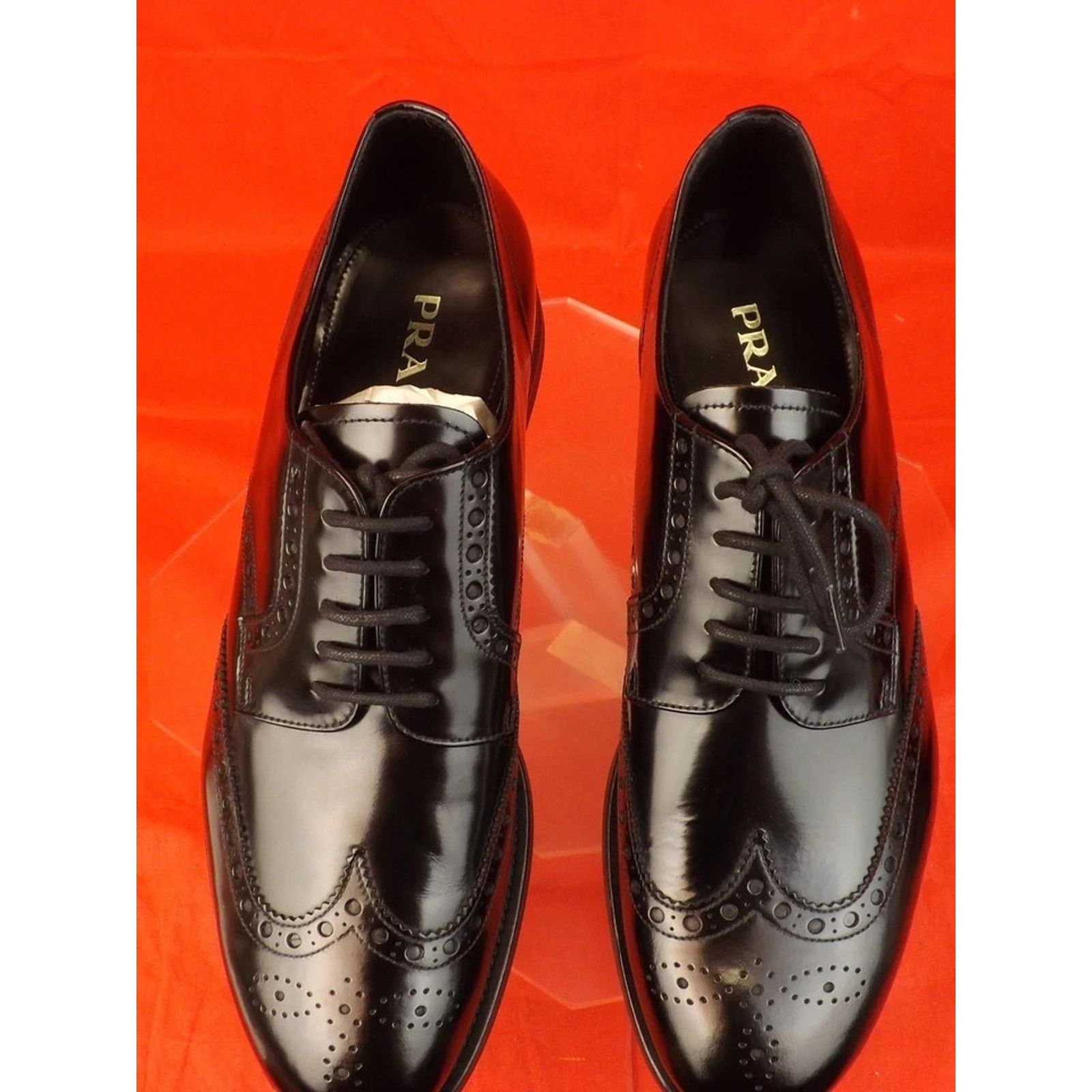 Prada NIB PRADA 2EE061 BLACK PATENT LEATHER WINGTIP OXFORDS 10 ITA Size US 11 / EU 44 - 4 Thumbnail