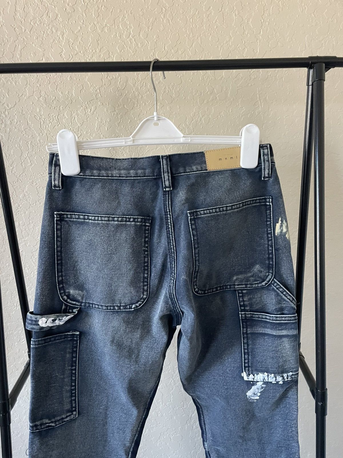 MNML Flare Denim Cargos w/ paint splash nwt Size US 28 / EU 44 - 6 Thumbnail