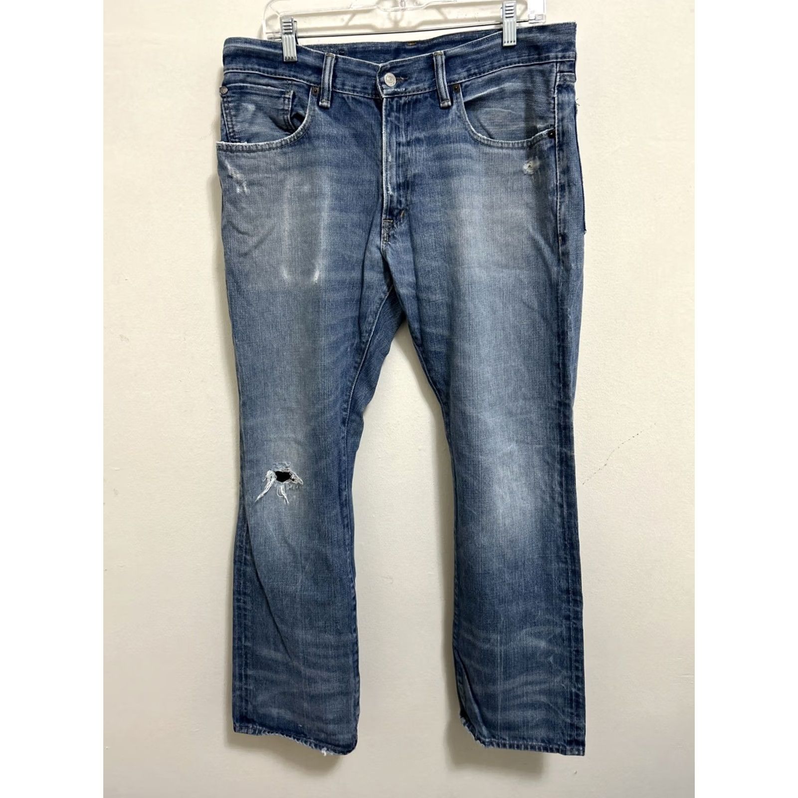 Vintage Denim & Supply Ralph Lauren Jeans Boots Bootcut Mens 34x30 Blue Distressed 5-Pocket Zipper Logo Vintage Size US 34 / EU 50 - 2 Thumbnail