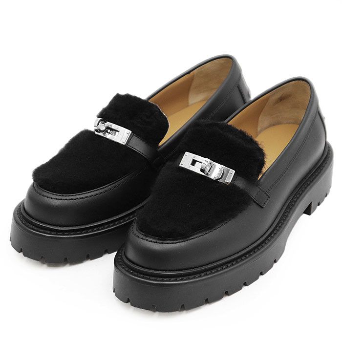 Hermes Hermes Hermès Moccasin Kelly Buckle Mouton Boa 36½ Leather Loafer Leather Shoes DUTY FREE for USA Size ONE SIZE - 1 Thumbnail