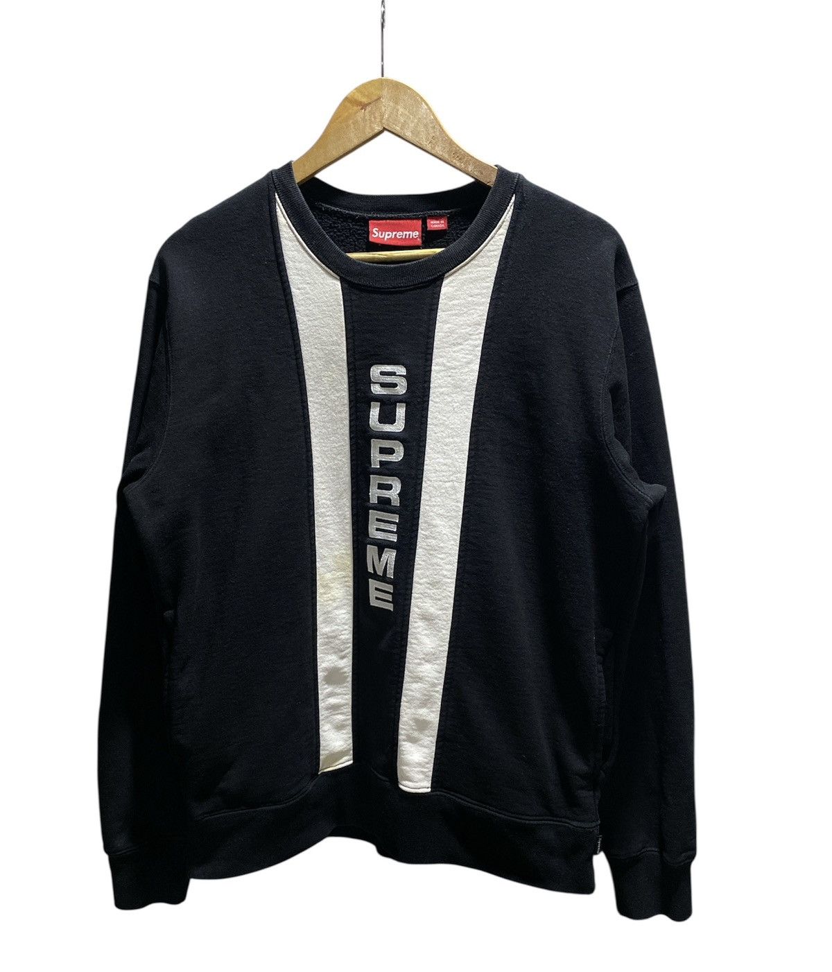 Supreme FW13 Supreme Vertical Logo Panel Crewneck Size US M / EU 48-50 / 2 - 1 Thumbnail