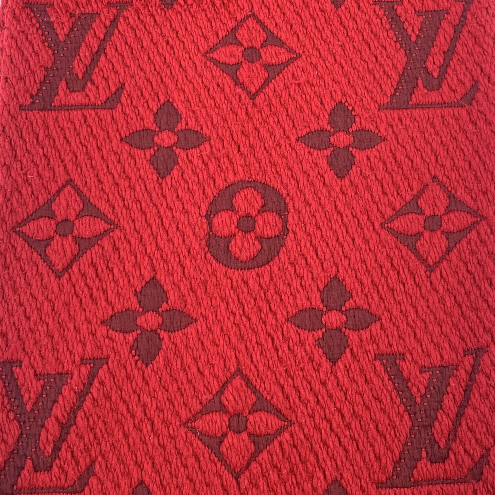 Louis Vuitton Louis Vuitton Monogram Wool Fringe Scarf in Red (154×30cm) Size ONE SIZE - 7 Thumbnail