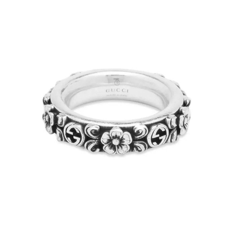 Gucci Gucci Silver Floral GG Ring - Size: 14IT Size ONE SIZE - 1 Thumbnail