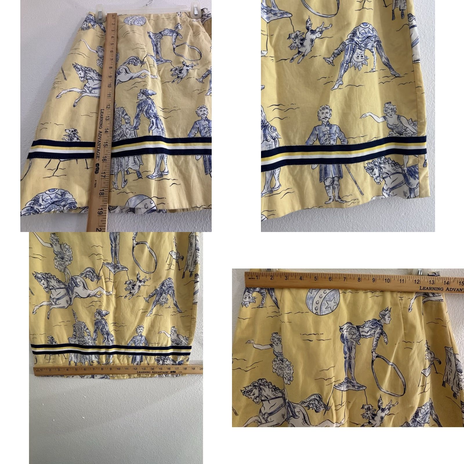 Vintage Melly M Delray Beach Circus Print Cotton Skirt Lined USA Size M Yellow Size 32" / US 10 / IT 46 - 9 Thumbnail