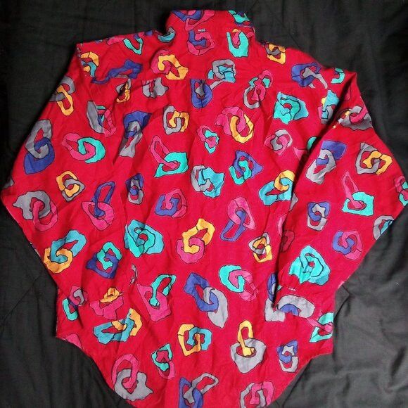 Other Vintage 90s Abstract Geometric Button Shirt Long Sleeve Size L / US 10 / IT 46 - 5 Thumbnail
