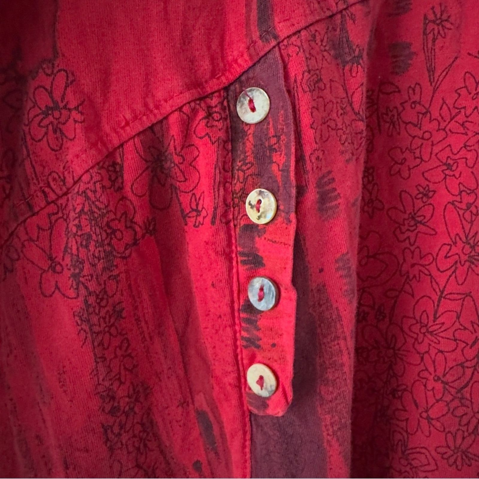 Vintage Vintage patchwork style button front Red babydoll Top Large Size L / US 10 / IT 46 - 10 Thumbnail