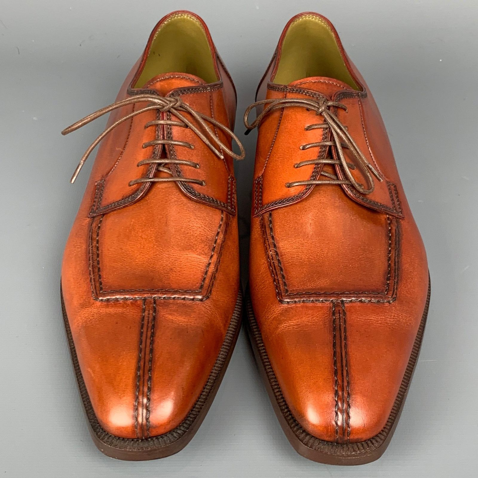 Other STEFANOBI Cognac Contrast Stitch Leather Lace Up Shoes Size US 8 / EU 41 - 4 Thumbnail