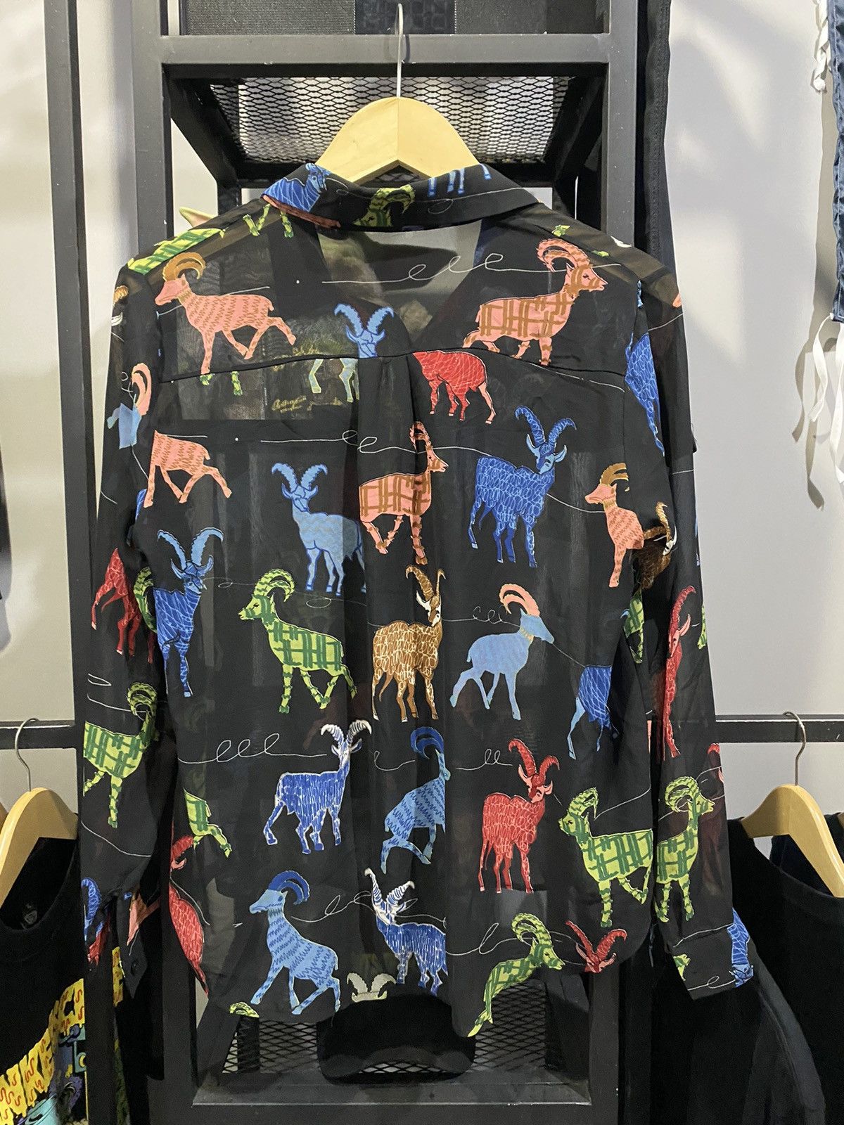 Japanese Brand Torah Goat Art Print Top Transparent Sheer Blouse All Over Size M / US 6-8 / IT 42-44 - 8 Thumbnail