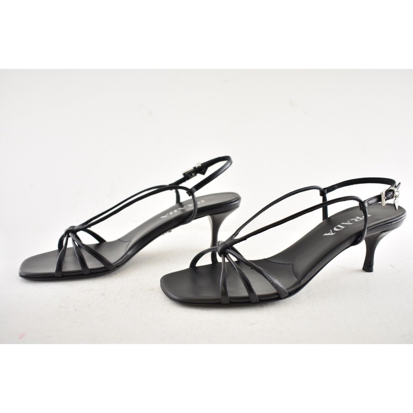 Prada Prada Capretto Strappy Black Leather Slingback Sandal 38 Size US 8 / IT 38 - 17 Thumbnail