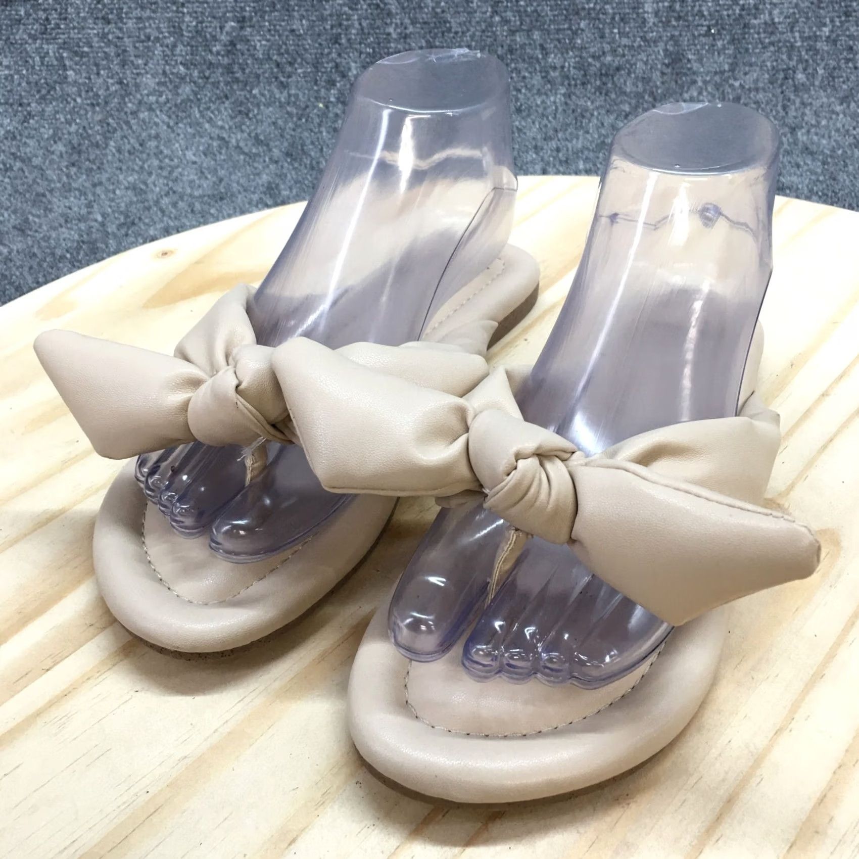 Vintage A New Day Sandal Womens 6.5 Knotted Flip Flop Flats Beige Faux Leather Slip On Size US 7 / IT 37 - 3 Thumbnail