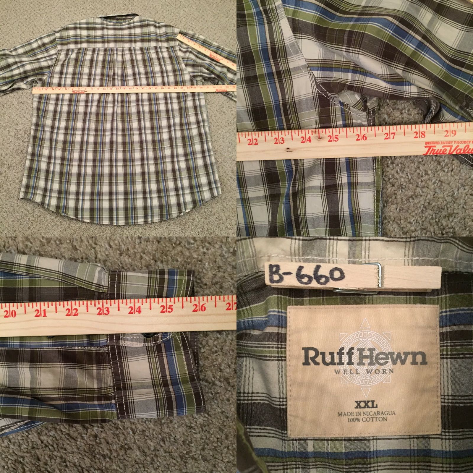 Vintage Ruff Hewn Shirt Mens XXL Green Plaid Long Sleeve Button-Up Shirt Mens Size US XXL / EU 58 / 5 - 8 Thumbnail