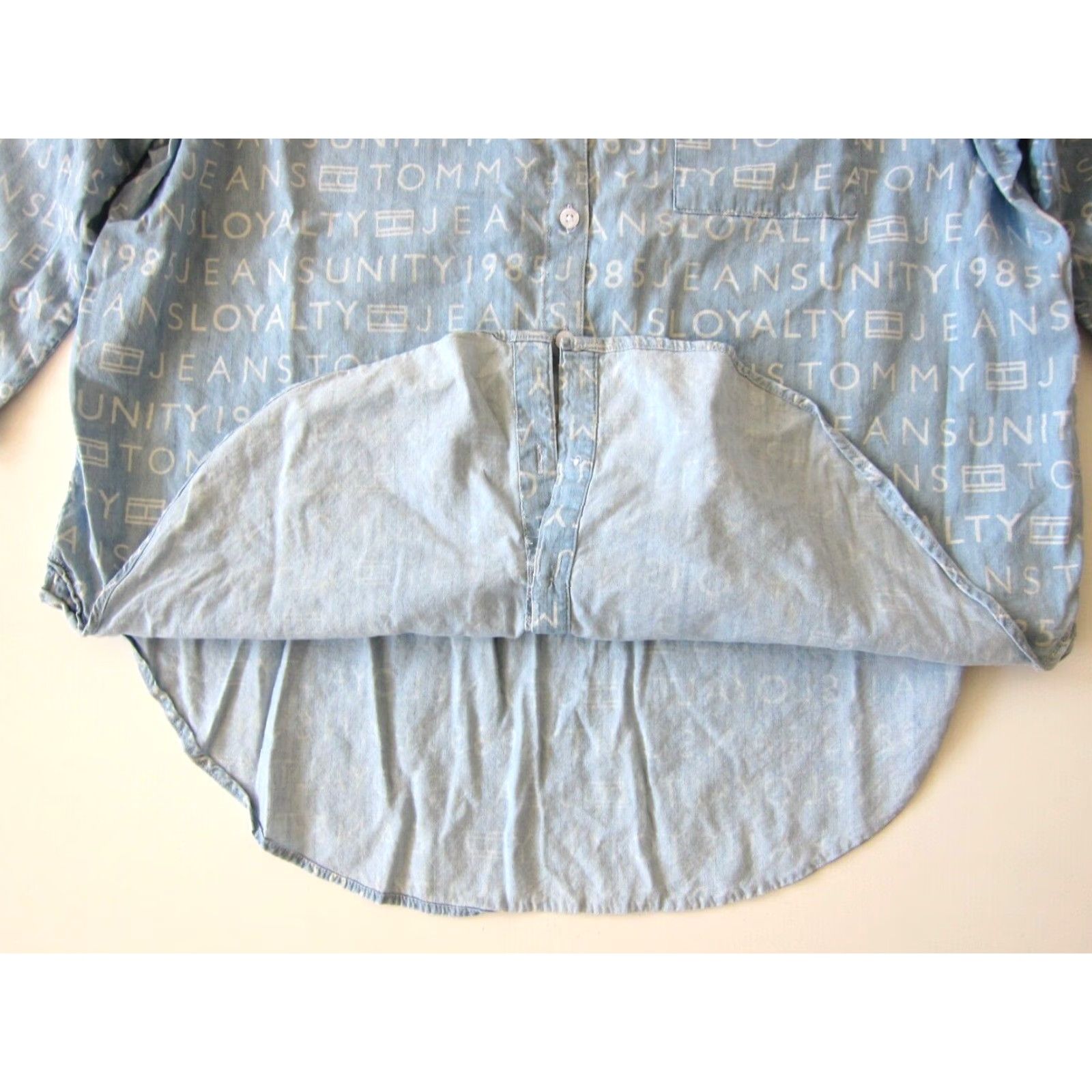 Tommy Hilfiger Vtg Tommy Hilfiger Jeans Distressed Cotton Button Down 3/4 Sleeve Shirt S-L Size S / US 4 / IT 40 - 6 Thumbnail