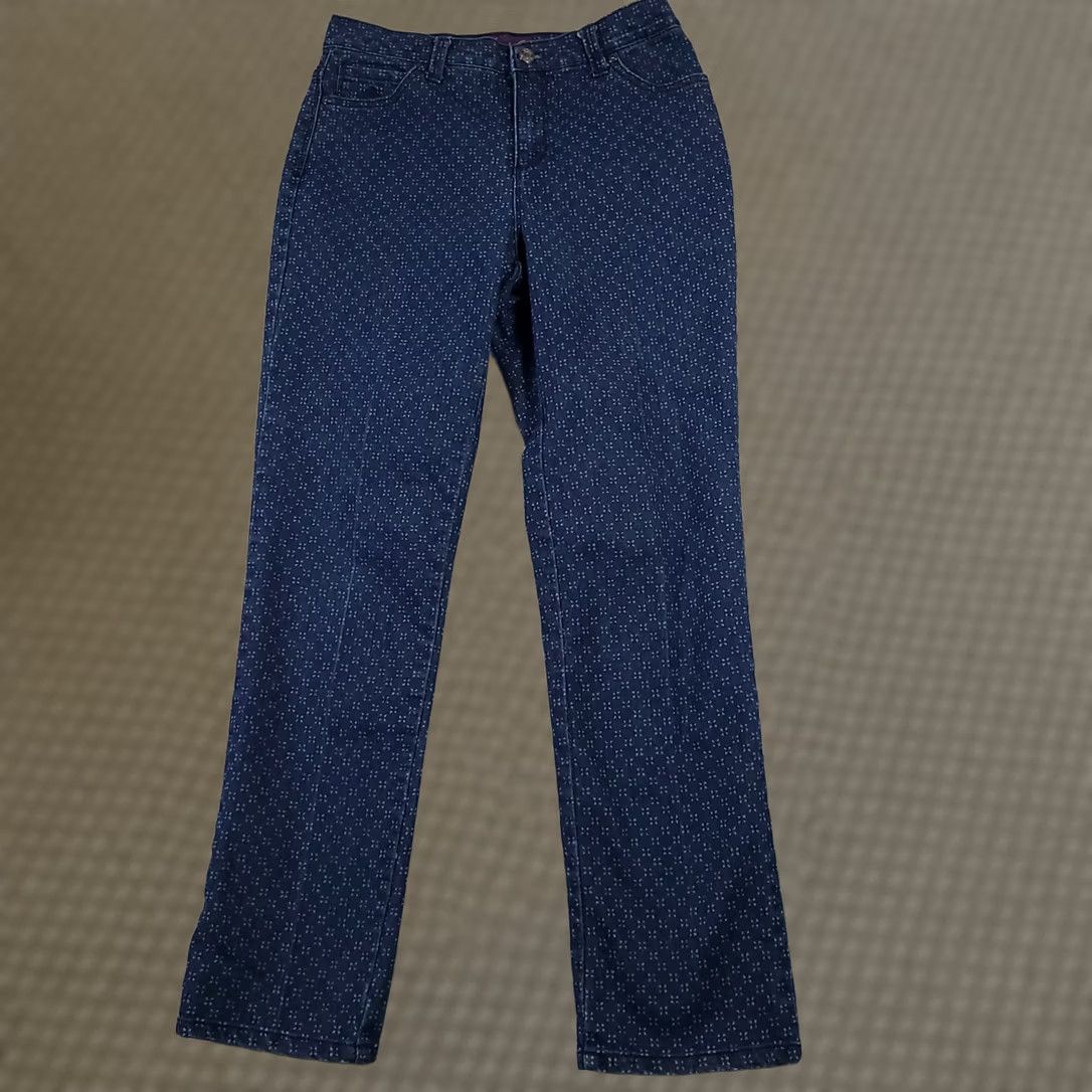 Gloria Vanderbilt Gloria Vanderbilt Jeans Womens 4 Blue Straight Leg Geometric All Over Print Boho Shirt Size 27" / US 4 / IT 40 - 1 Thumbnail