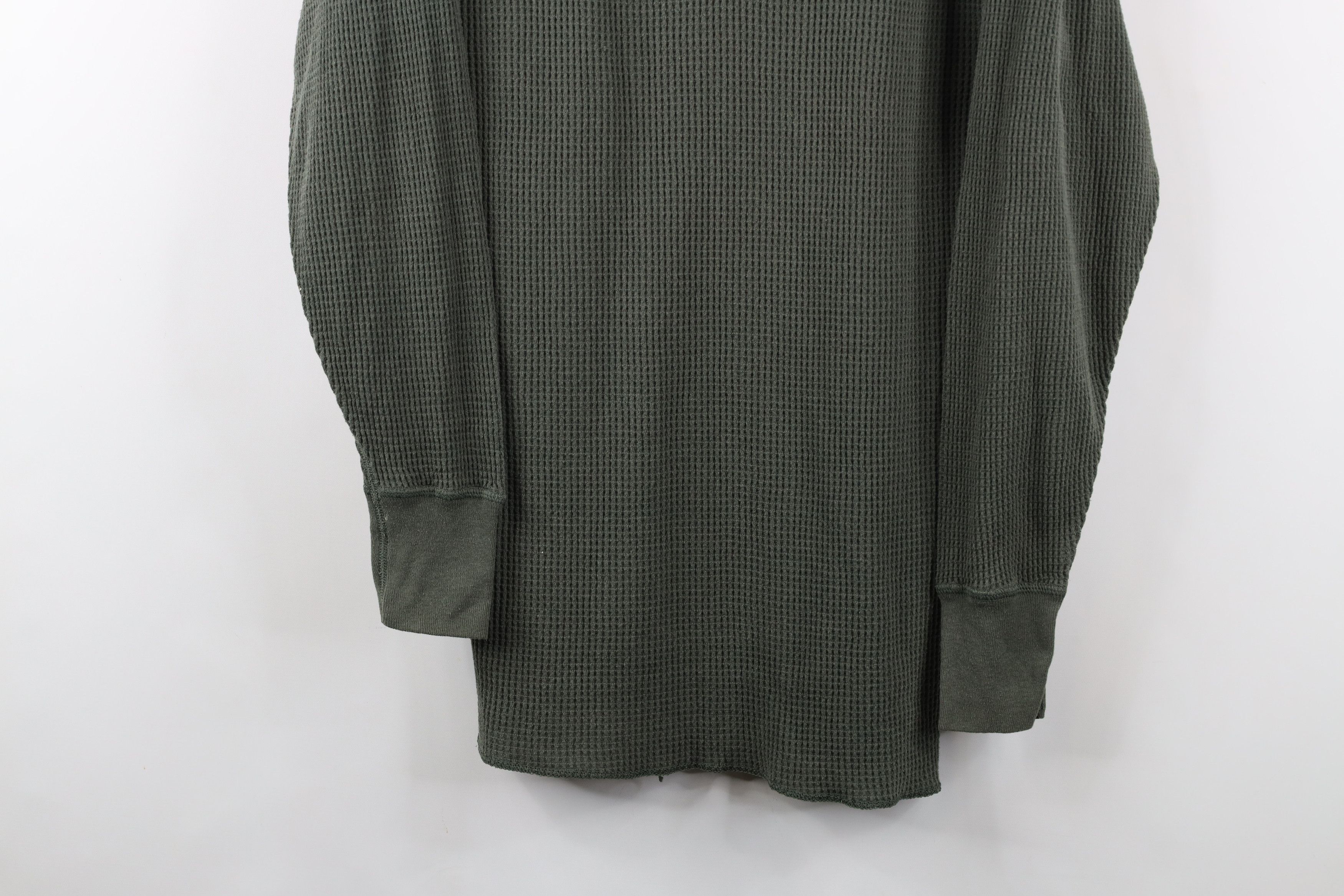 Vintage Vintage 90s Streetwear Waffle Knit Henley T-Shirt Green Size US XL / EU 56 / 4 - 3 Thumbnail