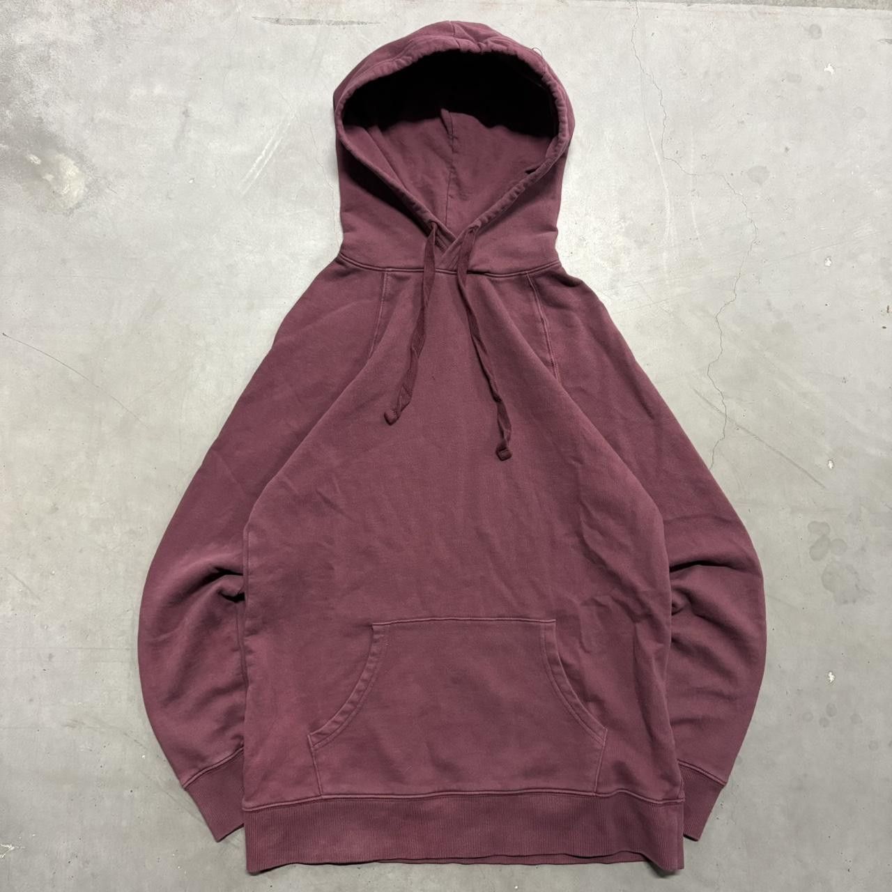 Japanese Brand × Vintage Crazy Vintage Y2K/2000s Blank Burgundy Red Essential Hoodie! Size US S / EU 44-46 / 1 - 1 Thumbnail