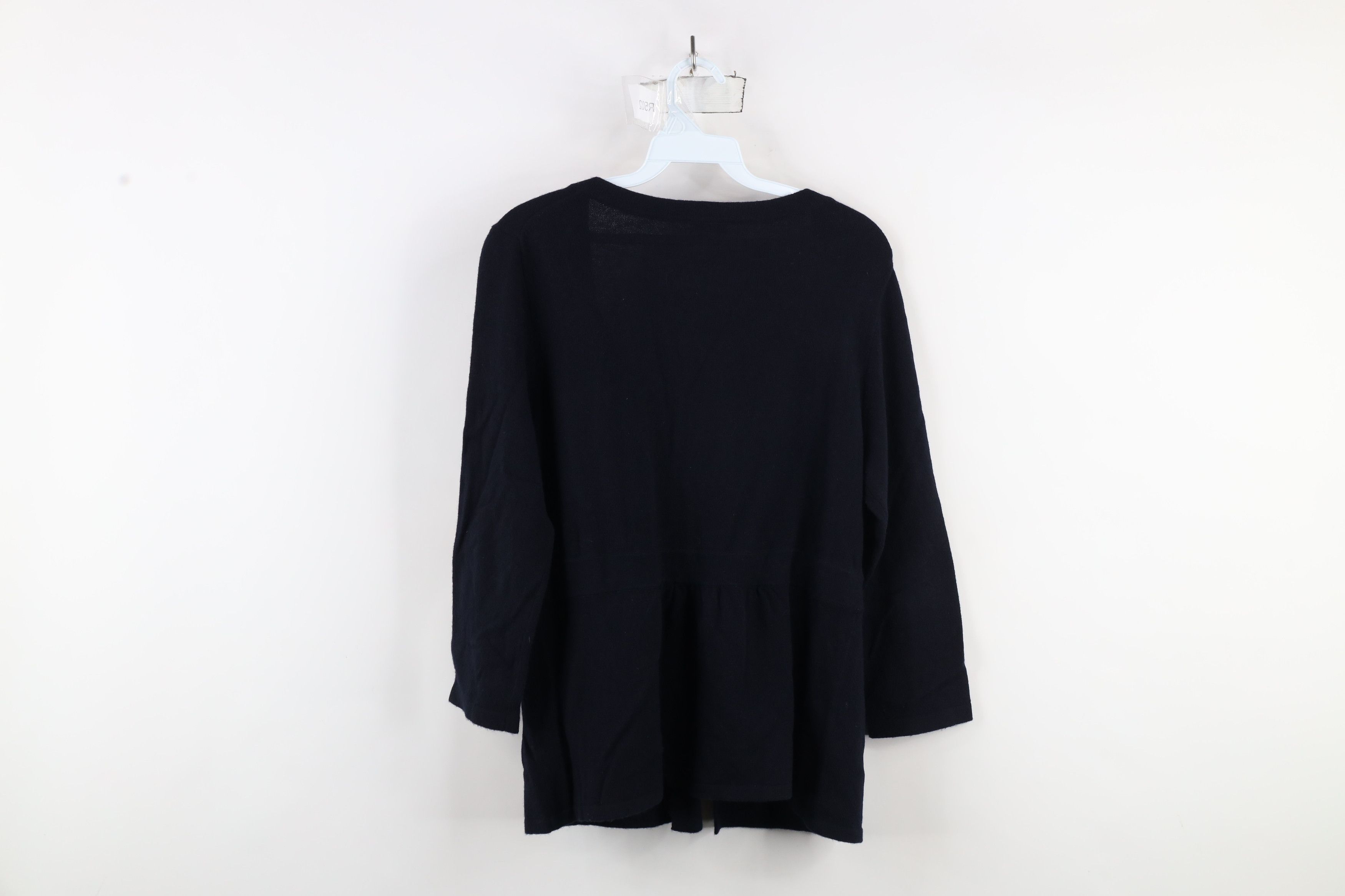 J.Crew × Vintage Vintage J Crew Cashmere Knit Tie Front Cardigan Sweater Navy Size L / US 10 / IT 46 - 9 Thumbnail