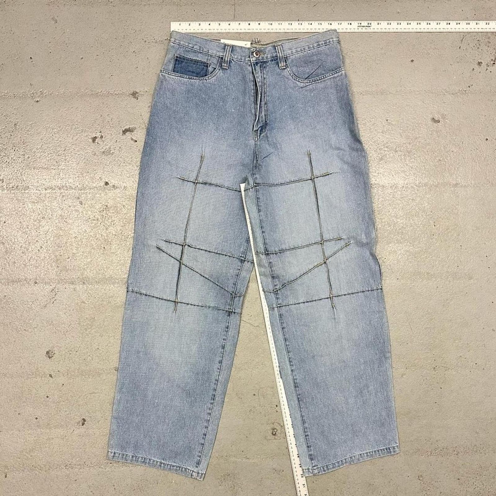 Vintage Vintage baggy y2k xclusive light blue unique embroidered Size US 34 / EU 50 - 4 Thumbnail