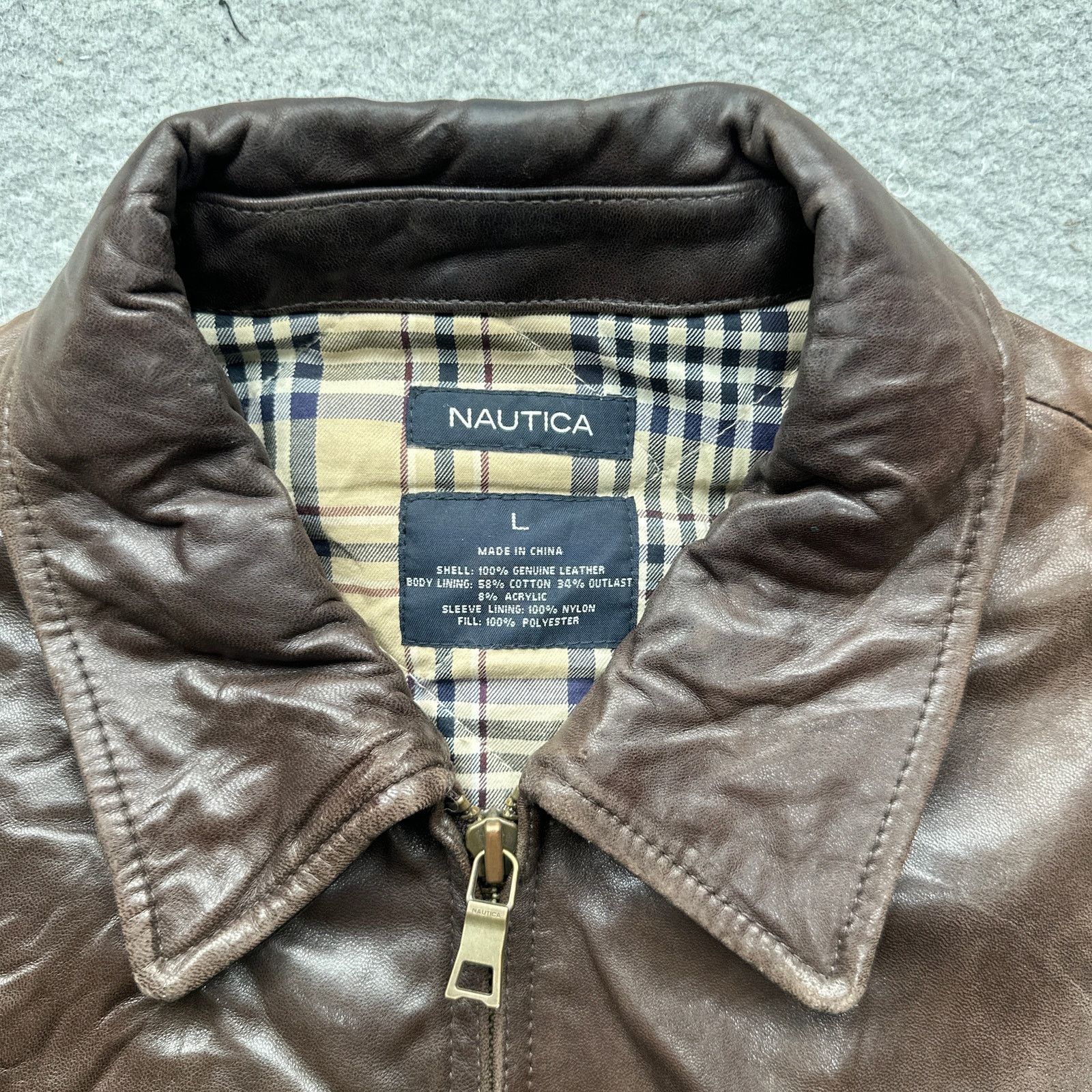 Nautica Nautica Leather Full Zip Lined Jacket Mens Large Brown Size US L / EU 52-54 / 3 - 3 Thumbnail