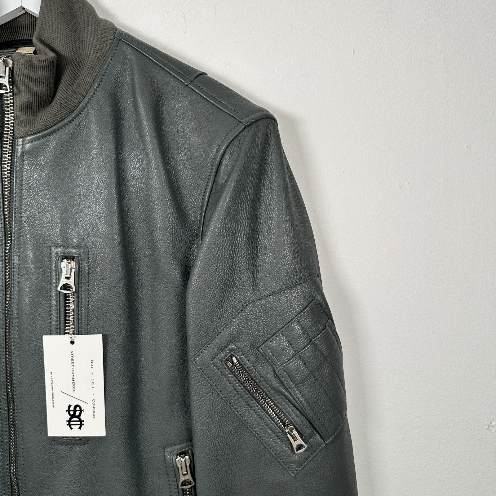 Burberry Burberry Dark Steel Leather Bomber Jacket Size 48 Size US M / EU 48-50 / 2 - 3 Thumbnail