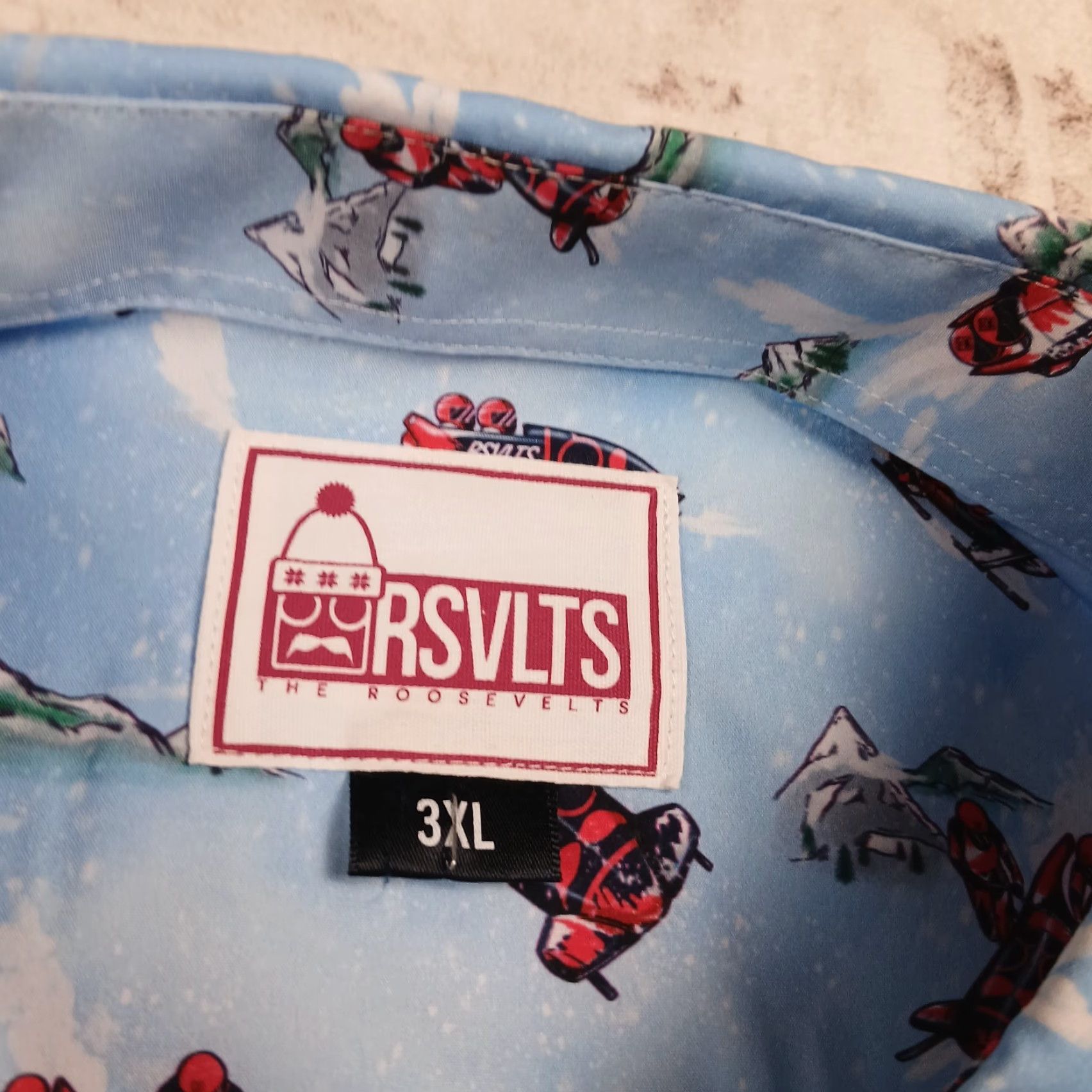 Vintage RSVLTS The Roosevelts Olympics Bobsledding Shirt Mens 3XL Blue Longsleeve Button-Up Size US XXL / EU 58 / 5 - 7 Thumbnail