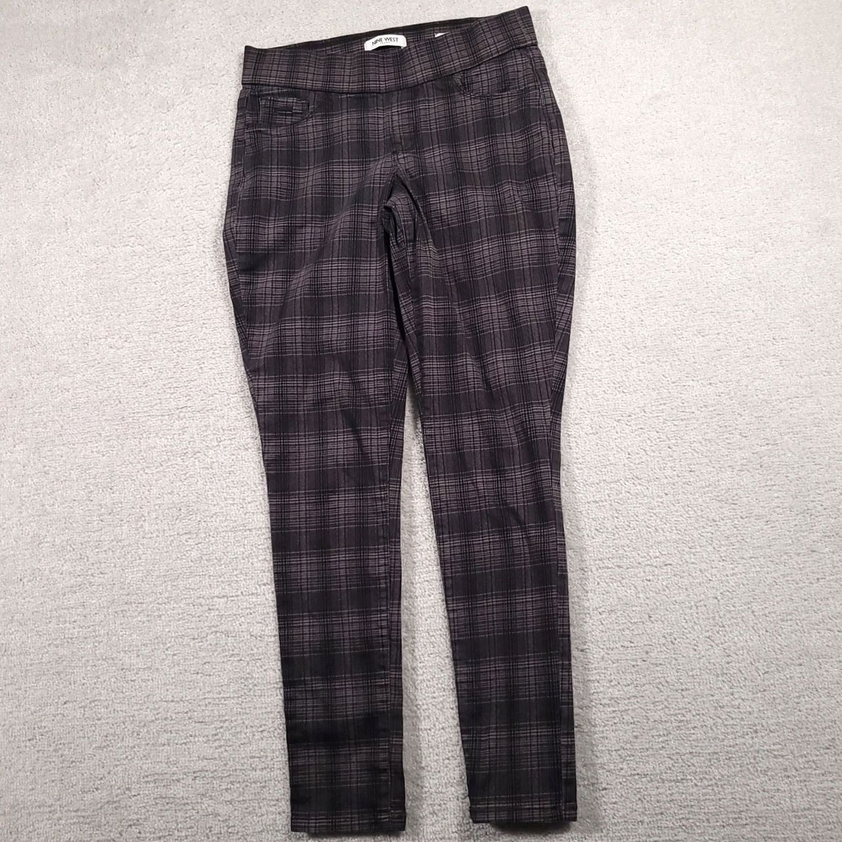 Nine West Nine West Heidi Pull-On Skinny Stretch Pant Women's 4 Gray Glasgow Plaid Pants Size 27" / US 4 / IT 40 - 2 Thumbnail