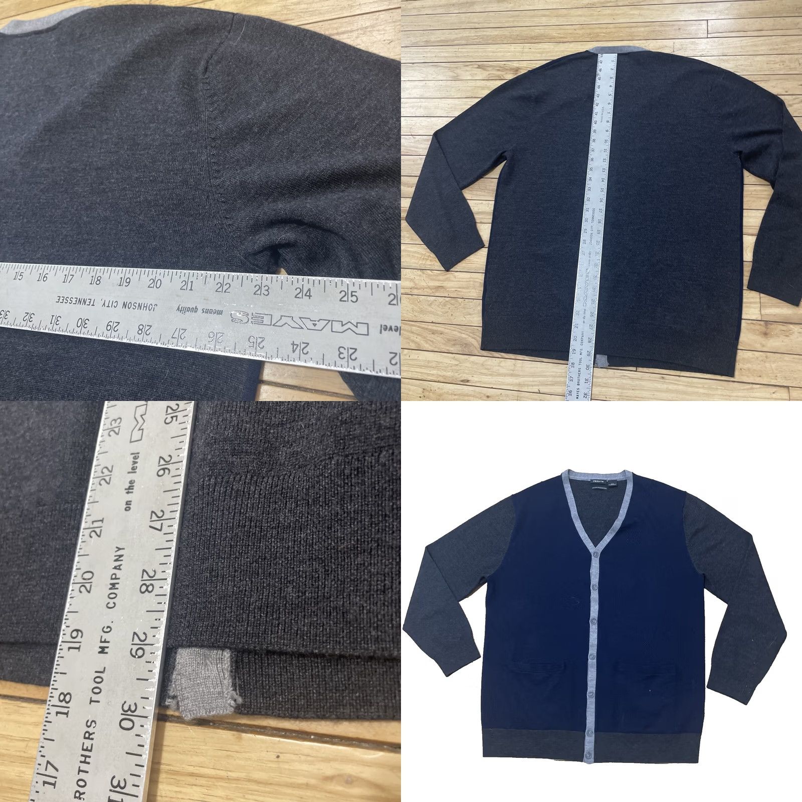 Liz Claiborne Claiborne Cardigan Sweater Men 2XL Navy Blue Wool V-Neck Preppy All Seasons Casual Size US XXL / EU 58 / 5 - 8 Thumbnail