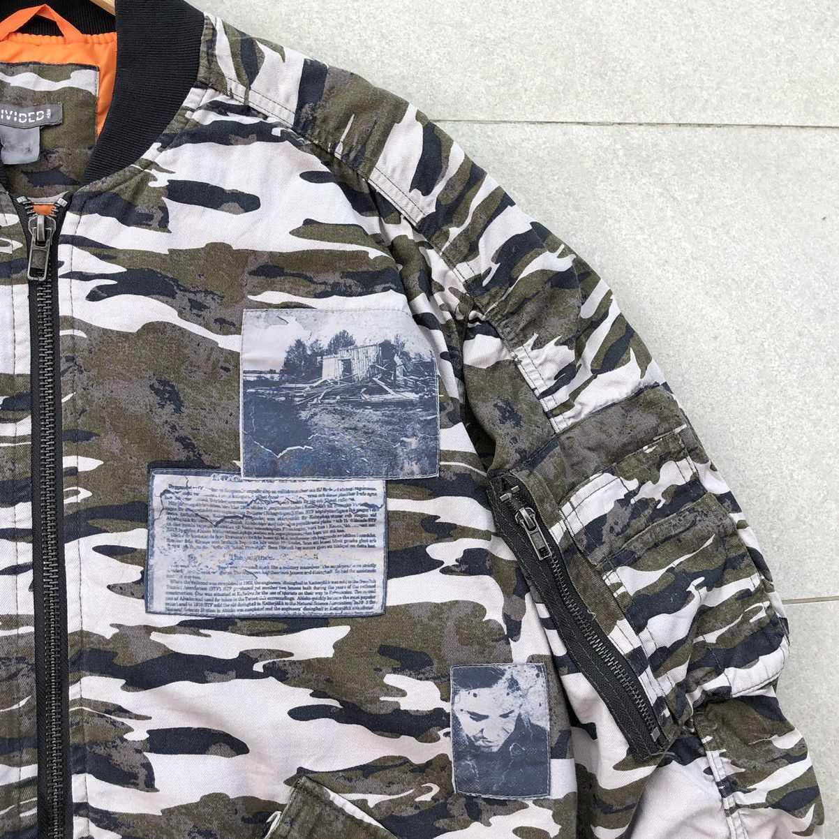 Japanese Brand VTG Divided Camo Bomber Jacket Raf Simons Archive Inspired Size US XL / EU 56 / 4 - 4 Thumbnail