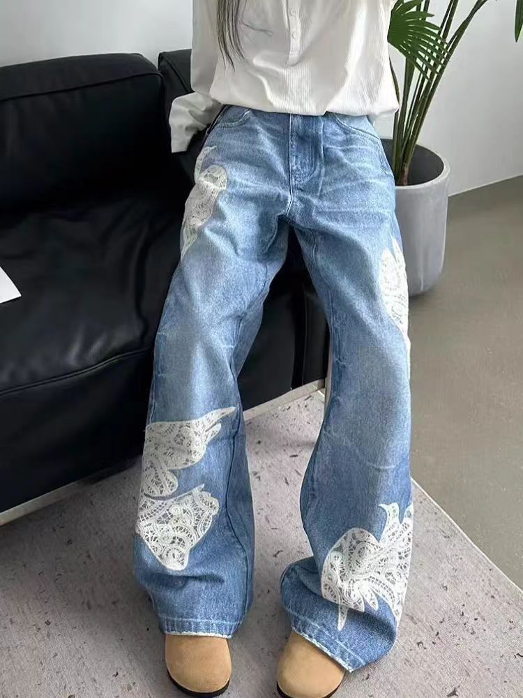 Vintage patchwork washed baggy jeans