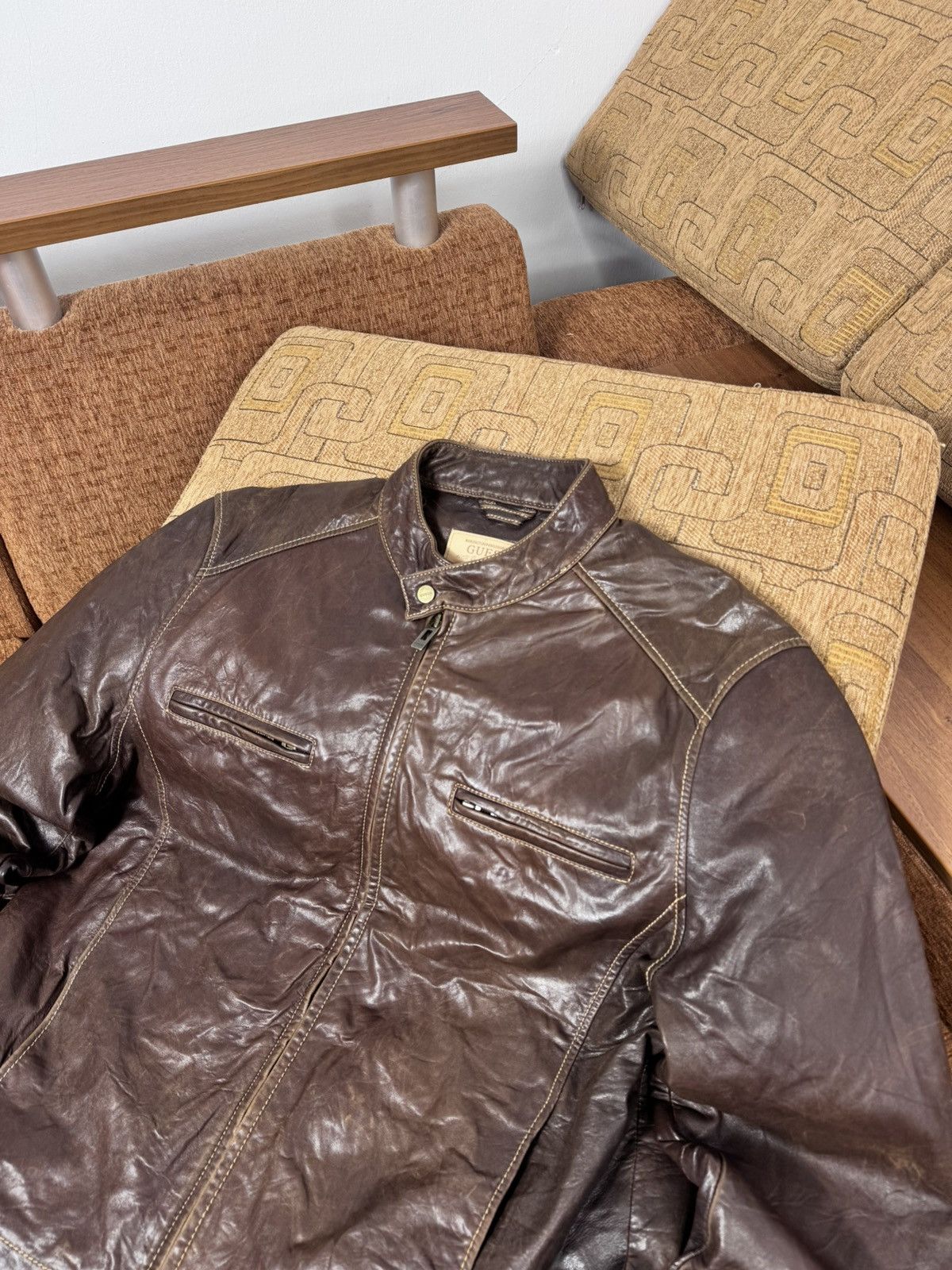 Guess Guess Leather Jacket Classic Style Brown color size XL Size US XL / EU 56 / 4 - 2 Thumbnail