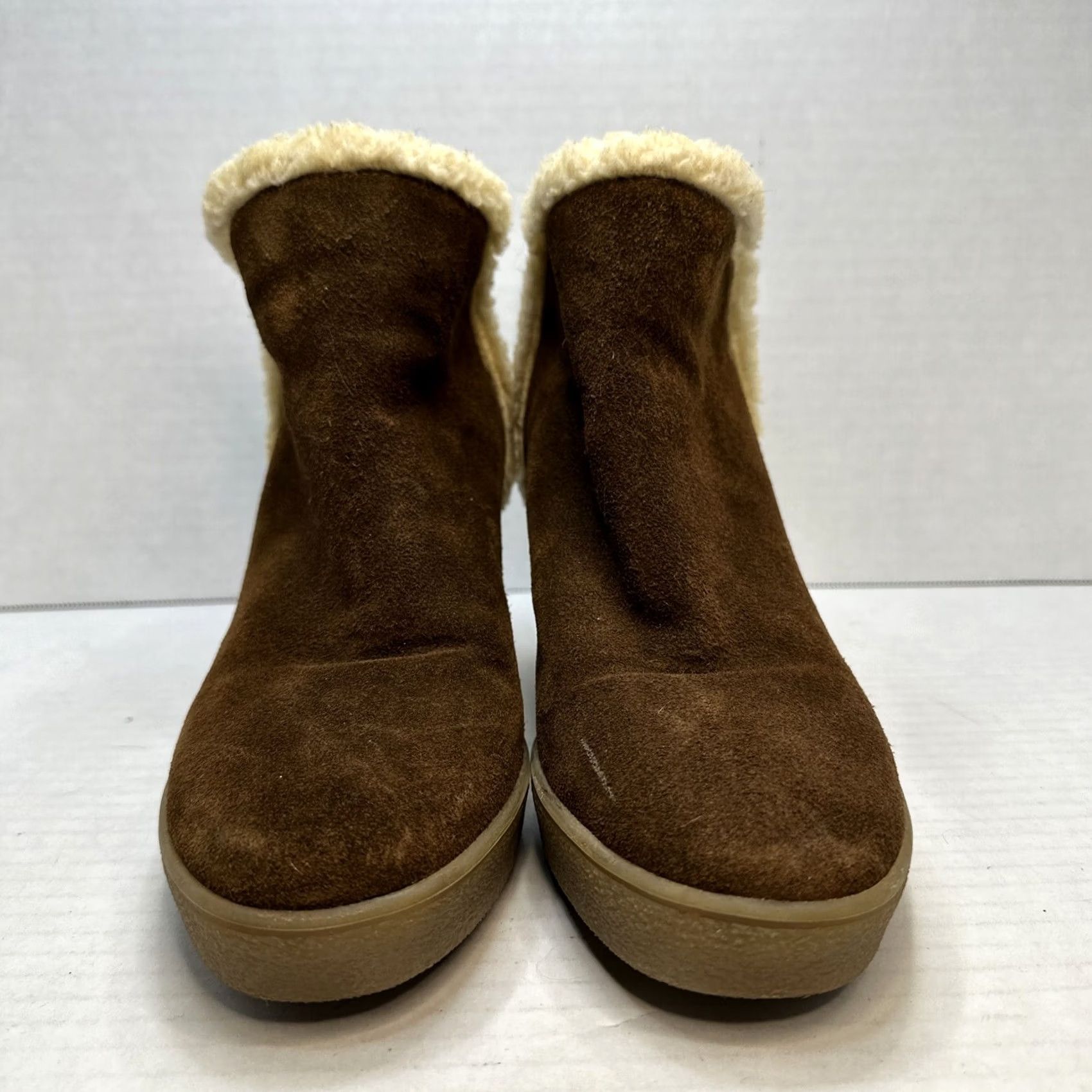 Aquatalia Aquatalia Women’s 8.5 Charlie Brown Suede Wedge Boots Booties Faux Fur Back Zip Size US 9 / IT 39 - 3 Thumbnail