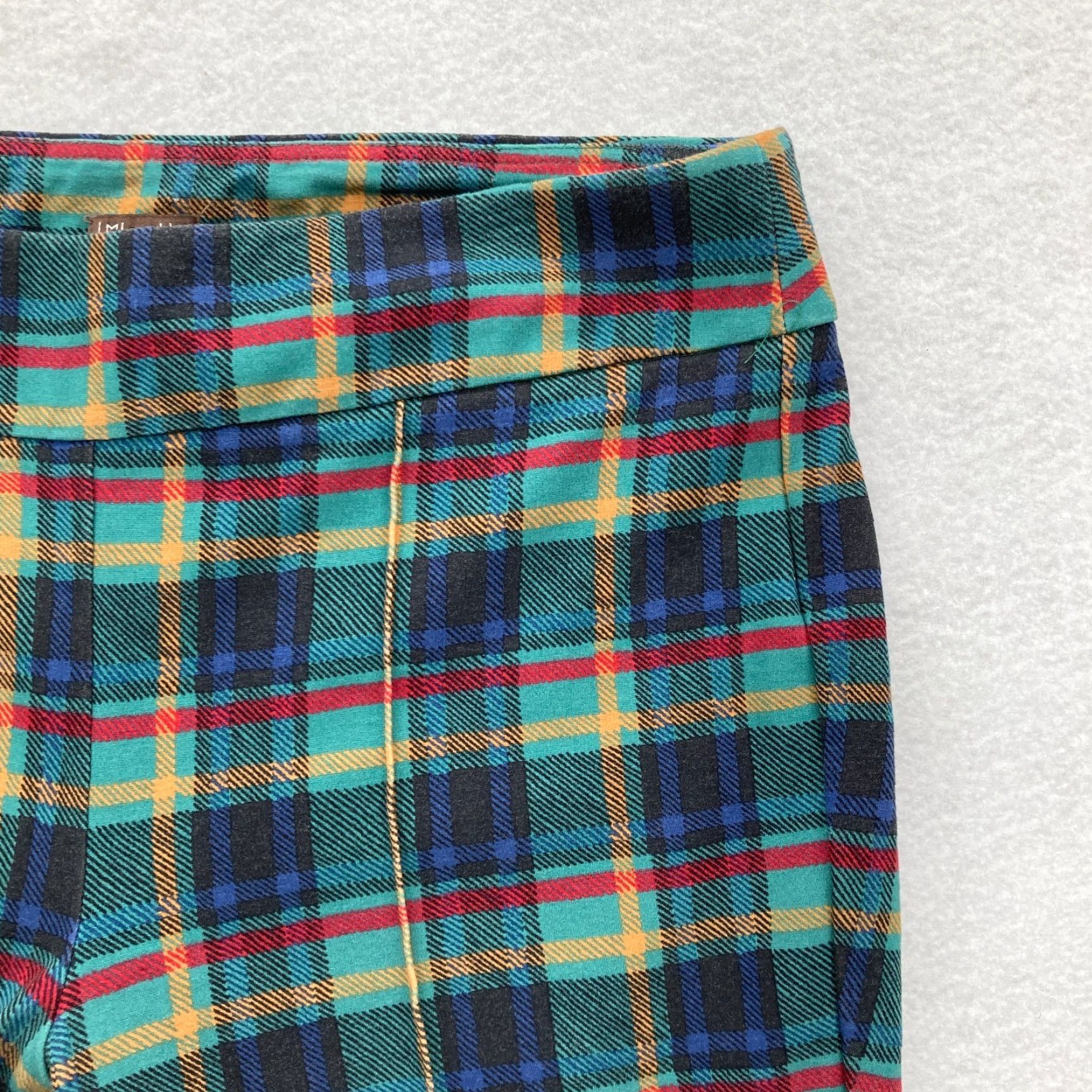 J.McLaughlin J. McLaughlin Catalina Cloth Pants Women's Medium Pull On Bootcut Green Plaid Size 32" / US 10 / IT 46 - 3 Thumbnail