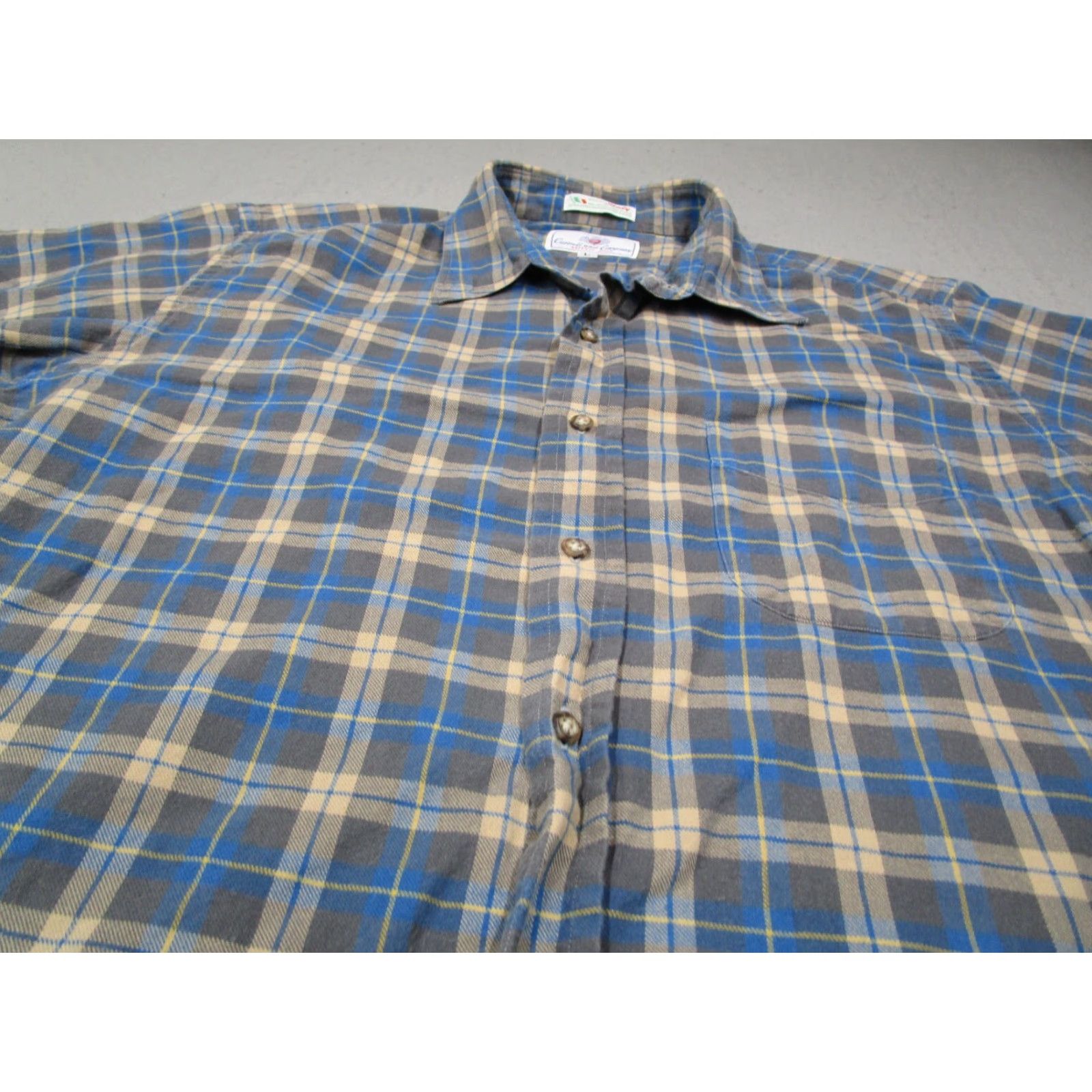 Vintage CARROLL & CO. Beverly Hills Button-Up Shirt Mens Large Blue Gray Check Cotton Classic Size US L / EU 52-54 / 3 - 2 Thumbnail